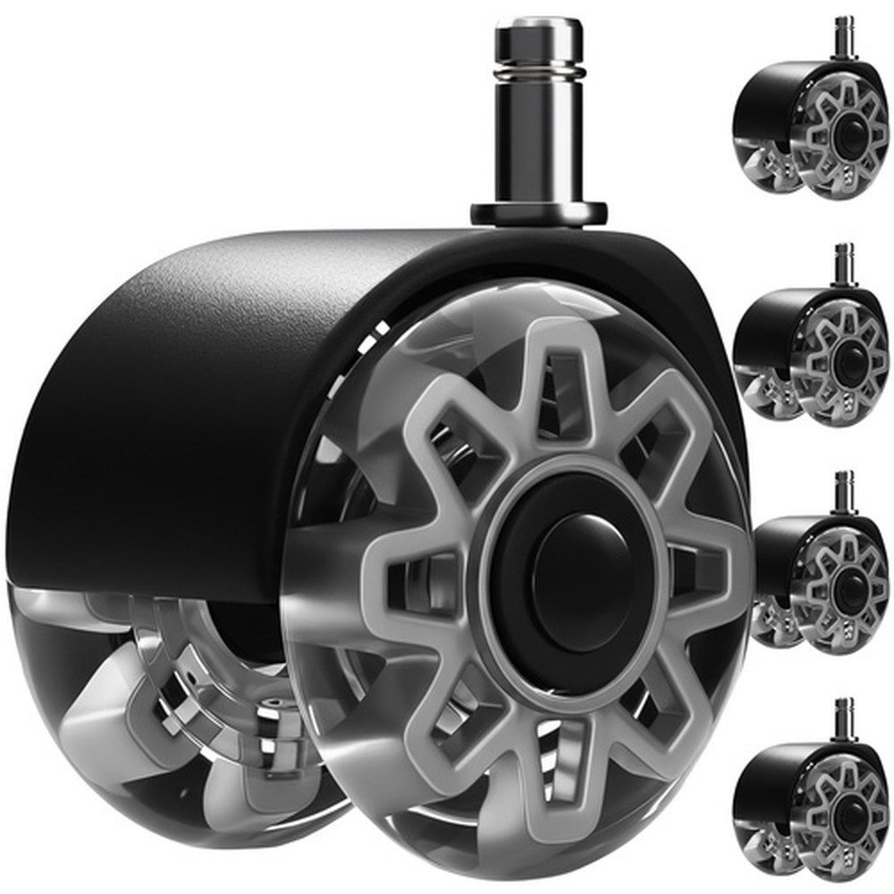 Ruhhy Stuhlrolle Drehstuhlräder Stuhlrollen, (Spar-Set, 5-St., Bis zu 35 kg pro Rolle und 160 kg Gesamtlast für stabile Nutzung), 25 dB