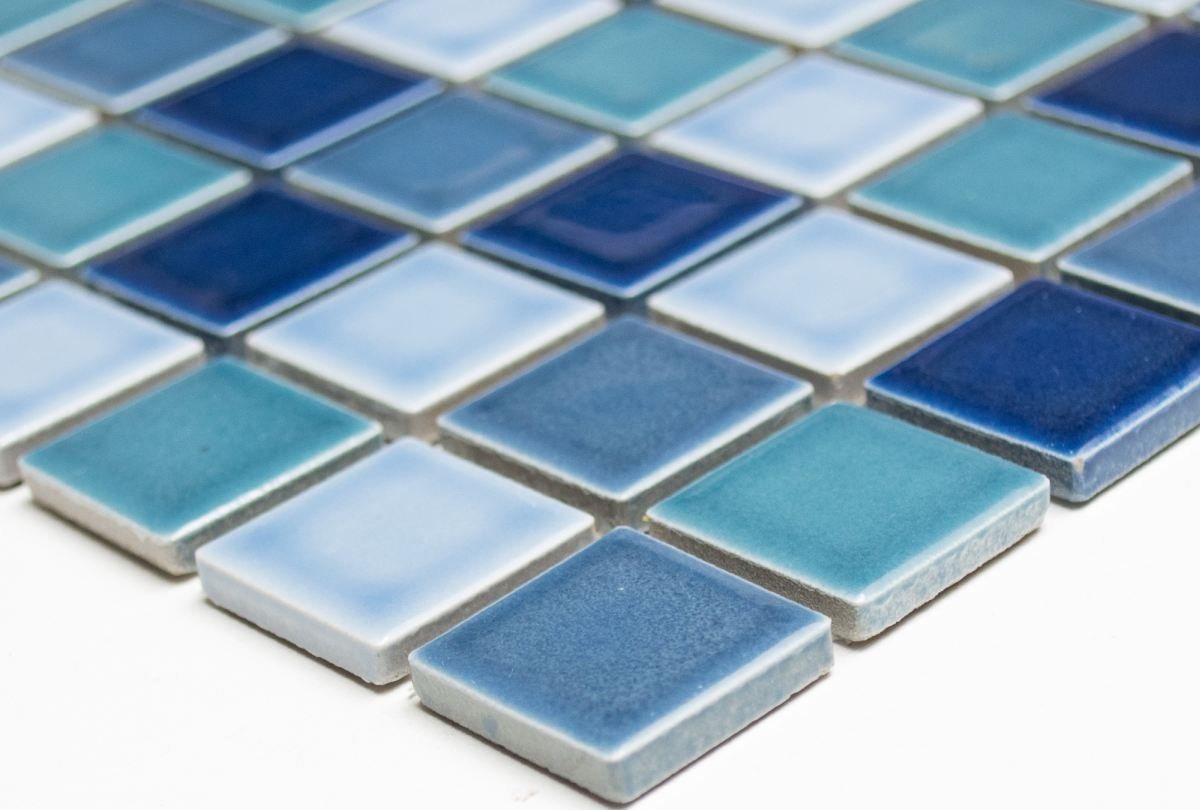 Thumbnail - Mosani Mosaikfliesen Keramikmosaik Mosaikfliesen mix blau glänzend / 10 Mosaikmatten