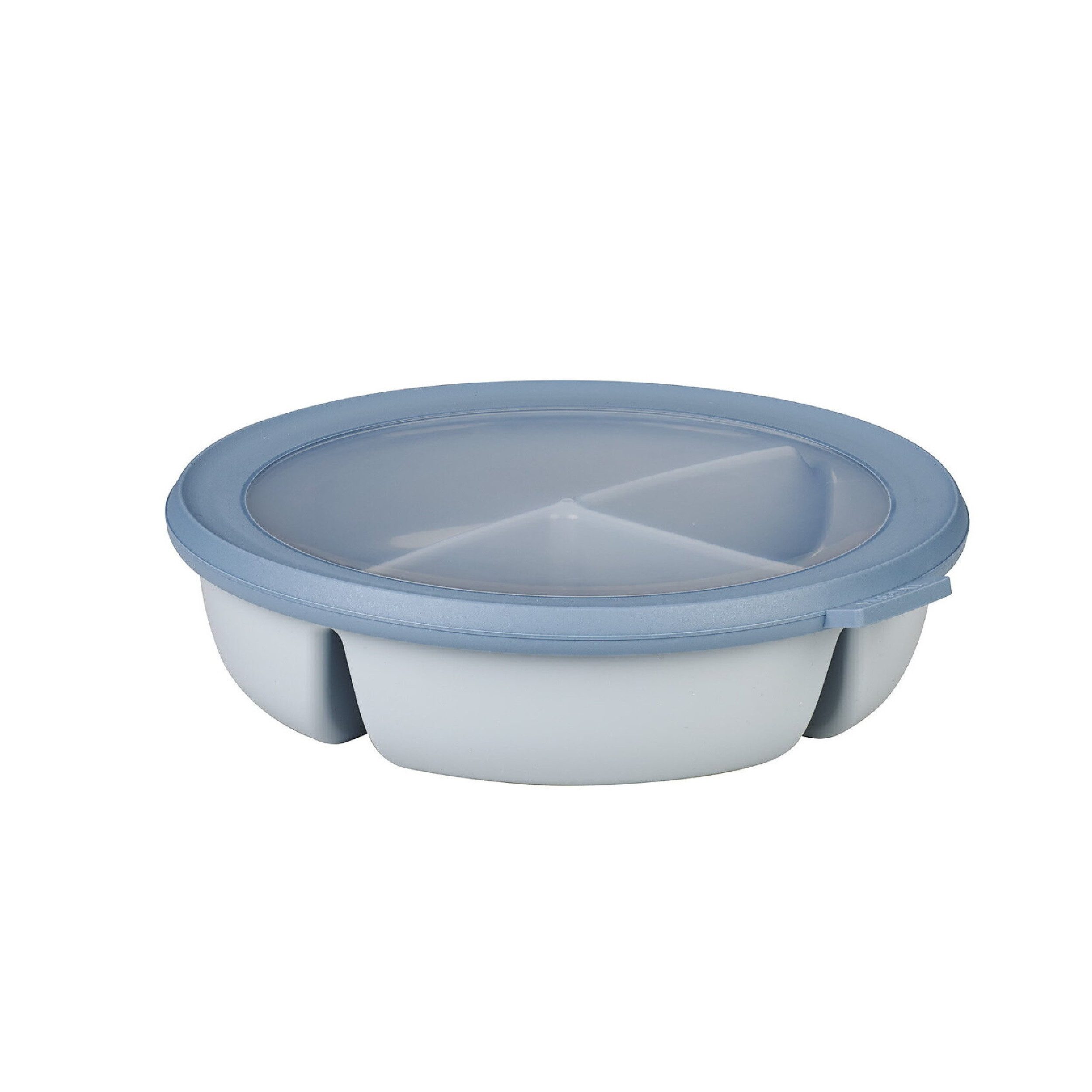 Mepal Lunchbox Bento-Schüssel Cirqula, rund, Nordic Blue, Frischhaltedose, Polypropylen (PP), Thermoplastische Elastomere (TPE), Vorratsdose luftdicht mit 3 Fächern, Mahlzeiten getrennt aufbewahren