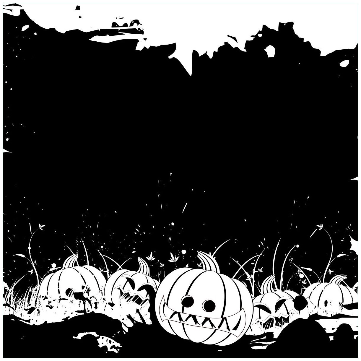Wallario Möbelfolie Halloween - Kürbisse und Fledermäuse in schwarz-weiß, Comic Stil