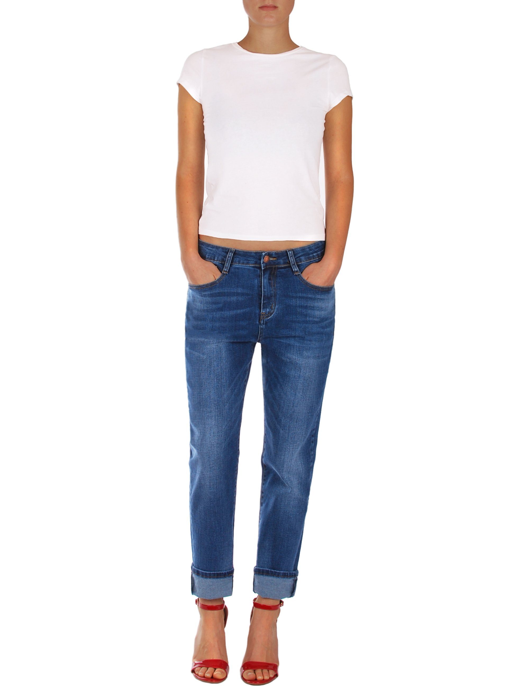 5-Pocket-Style Stretch, Blau Boyfriend-Jeans Fraternel