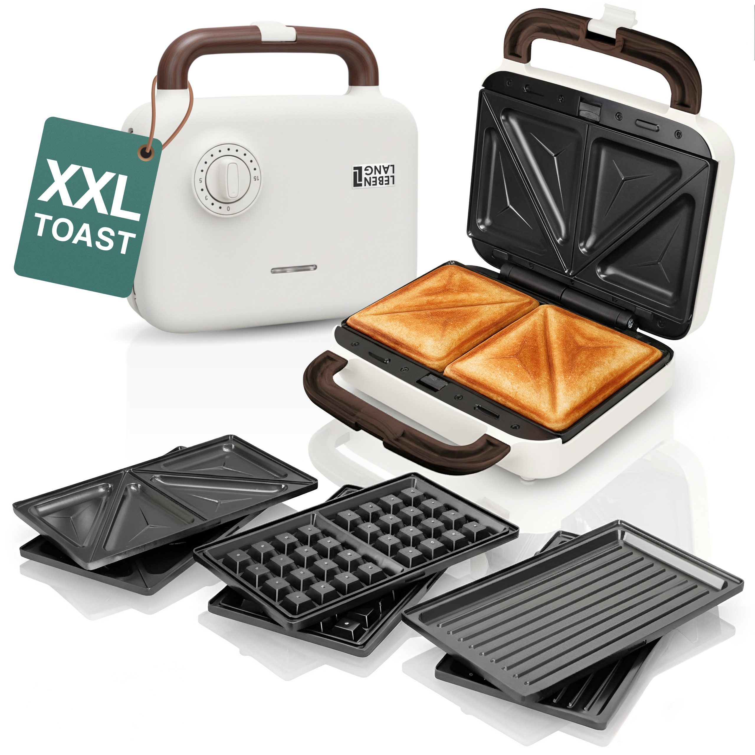 Lebenlang 3-in-1-Sandwichmaker Waffeleisen – Sandwichmaker – Kontaktgrill