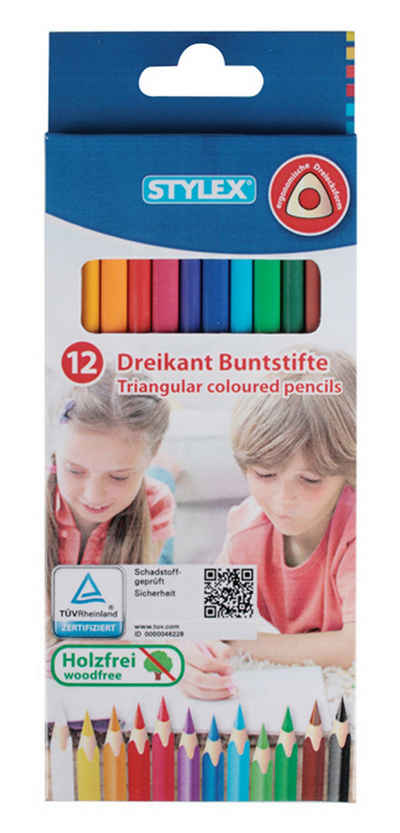 Stylex Schreibwaren Buntstift 12 Dreikant Buntstifte / 12 verschiedene Farben