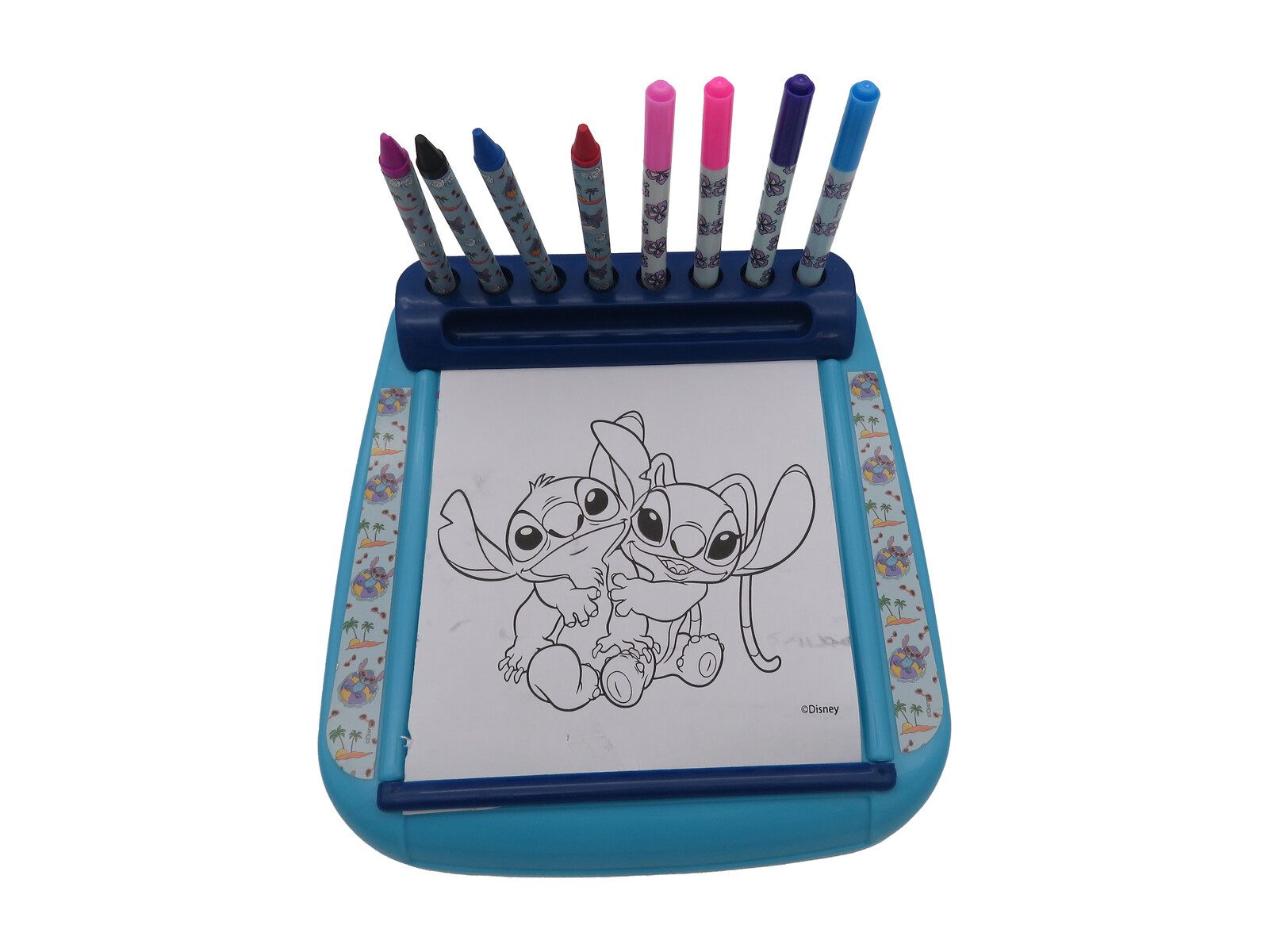 Lilo & Stitch Kreativset Zeichenstation Malset mit Papierrolle, Stiften und Aufklebervorlagen