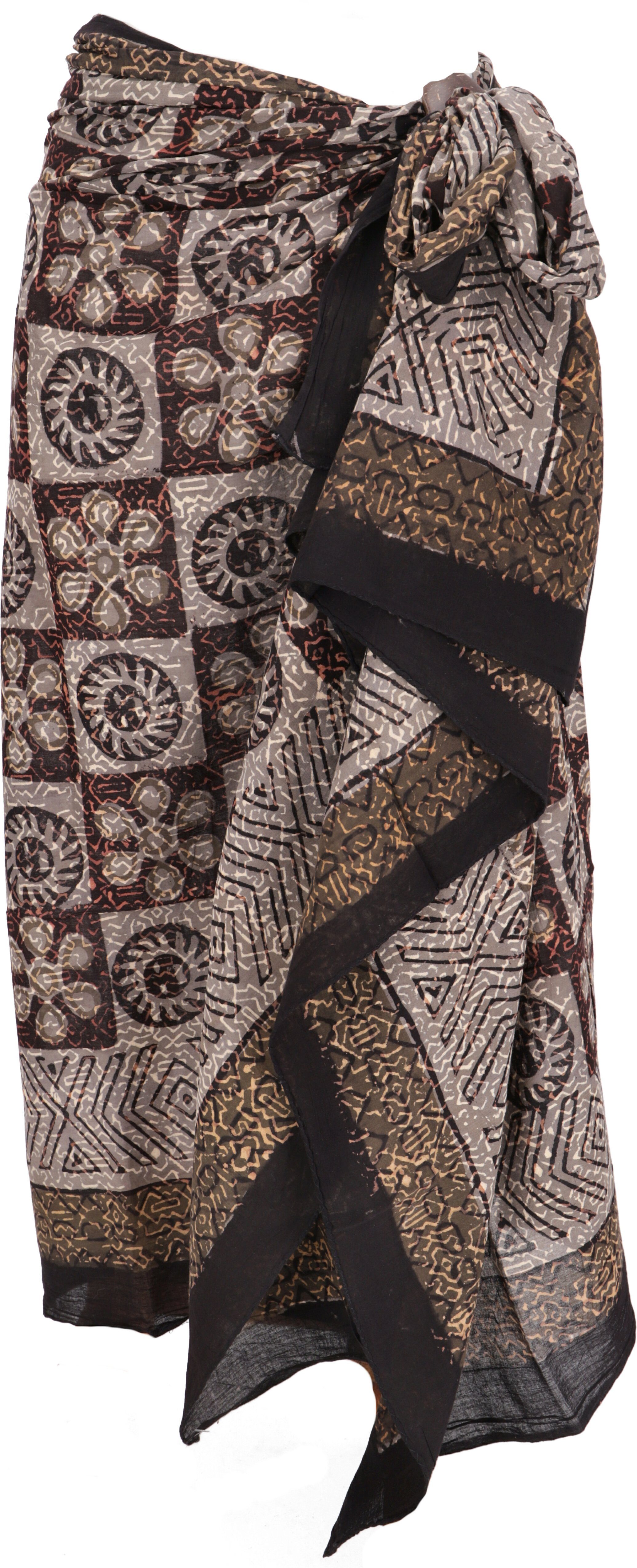 Guru-Shop Sarong Leichter Pareo Schal, Sarong, handbedrucktes..