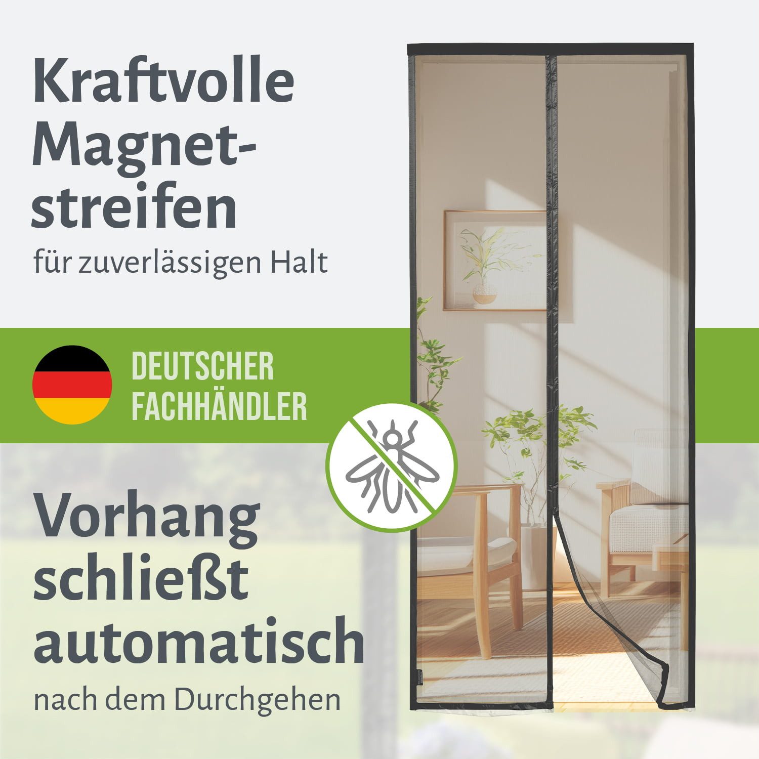 empasa Insektenschutz-Vorhang "DELUXE", Fliegengitter Lamellenvorhang mit Magnetverschluss