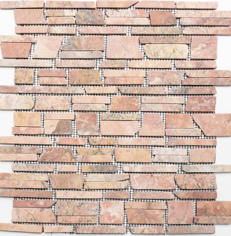 Mosani Bodenfliese Mosaik Marmor Naturstein rot Brickmosaik Rossoverona Wandverblender