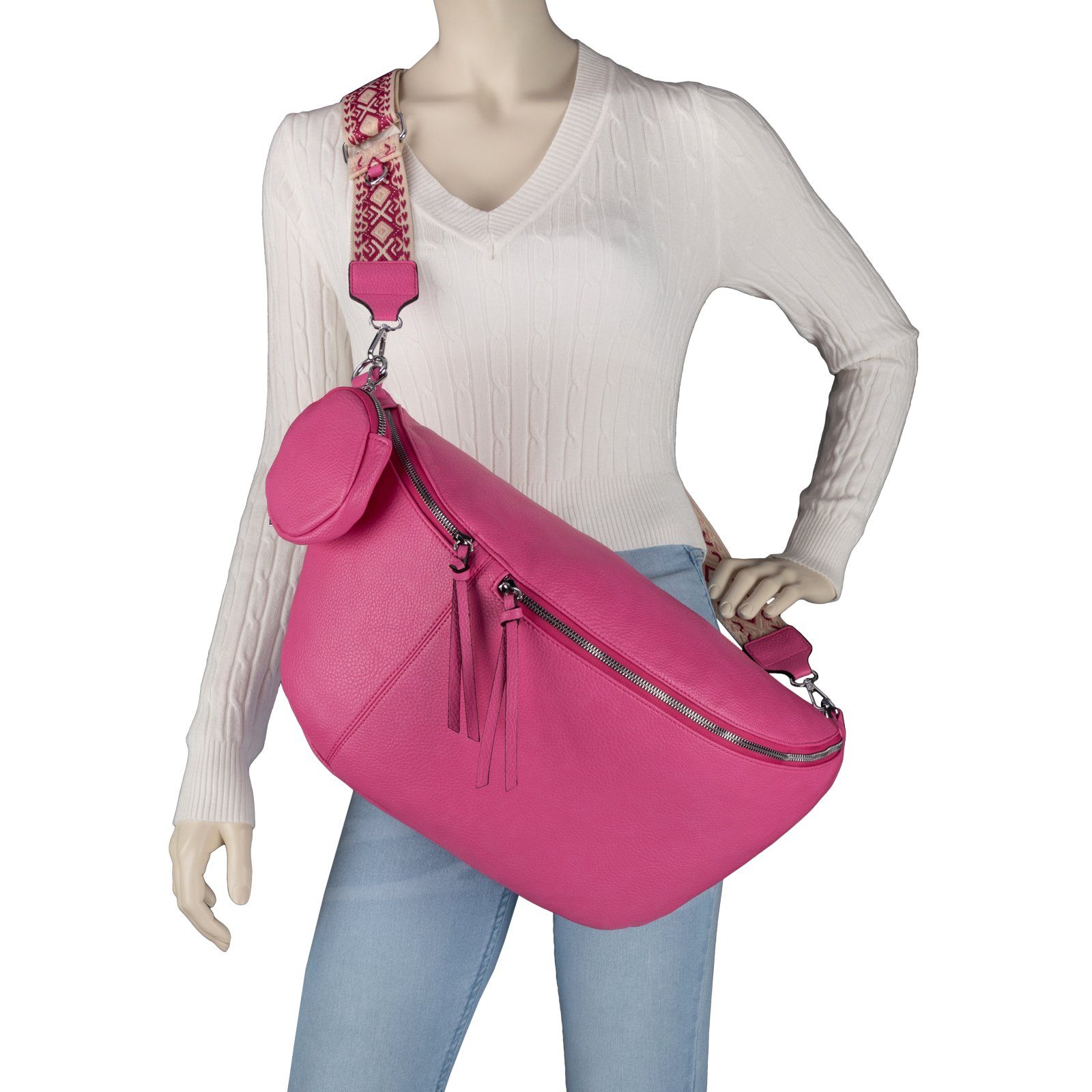 EAAKIE Gürteltasche Bauchtasche Umhängetasche Crossbody-Bag Kunstleder Italy-Design, als Schultertasche, CrossOver, Umhängetasche tragbar