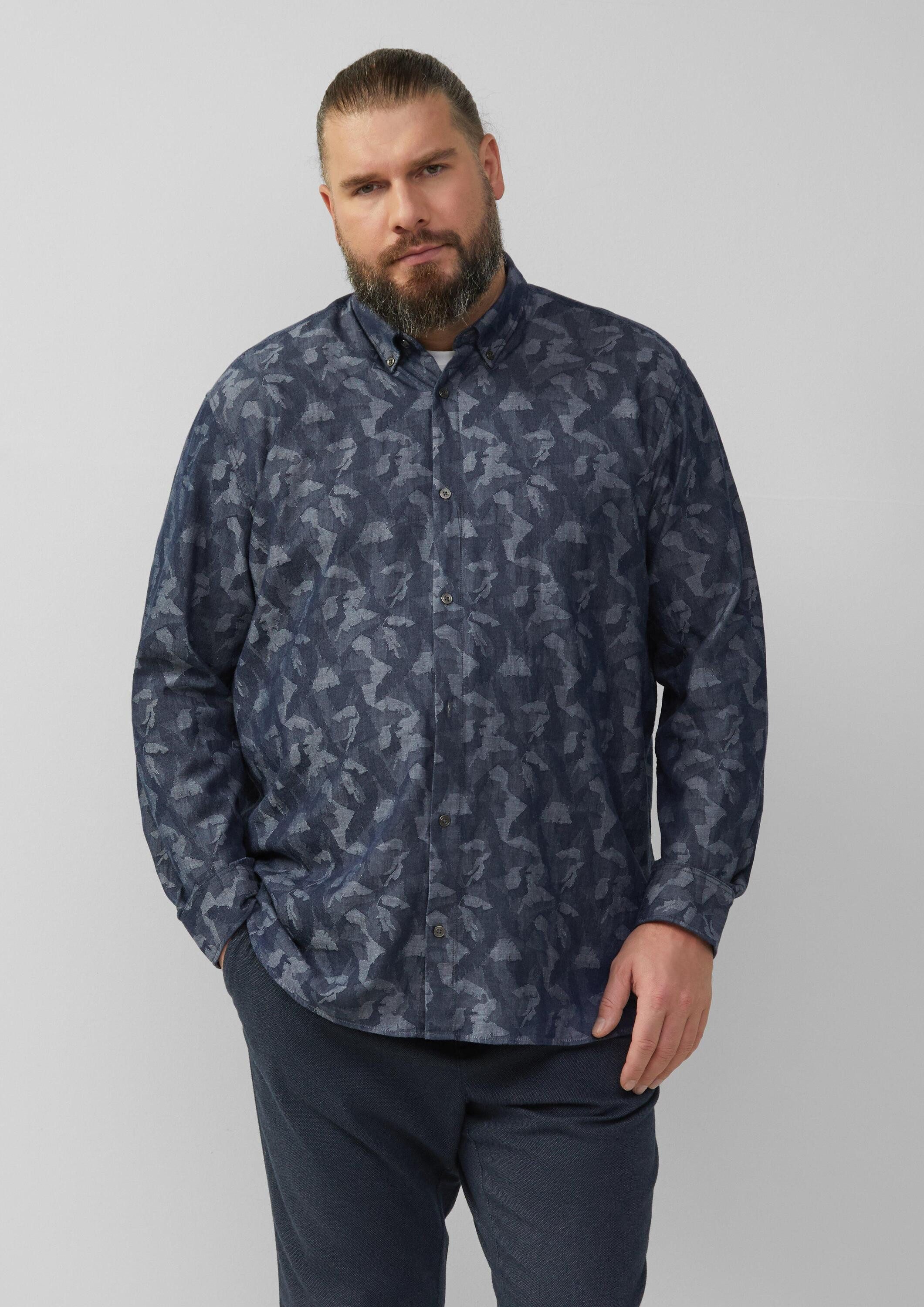 s.Oliver Langarmhemd Hemd Regular Fit: Leichtes Jacquard-Hemd mit Button-Down-Kragen