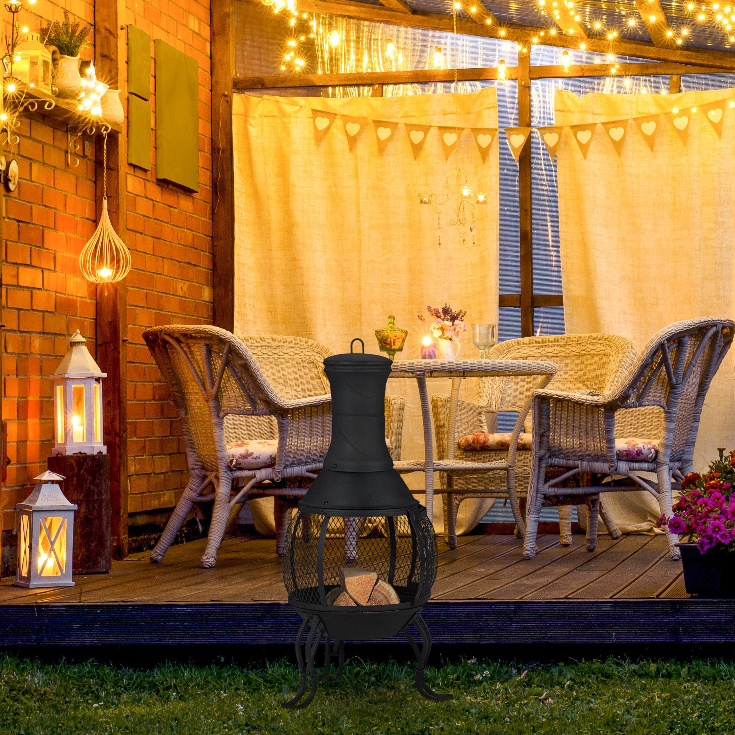 relaxdays Feuerkorb Terrassenofen in Schwarz günstig online kaufen