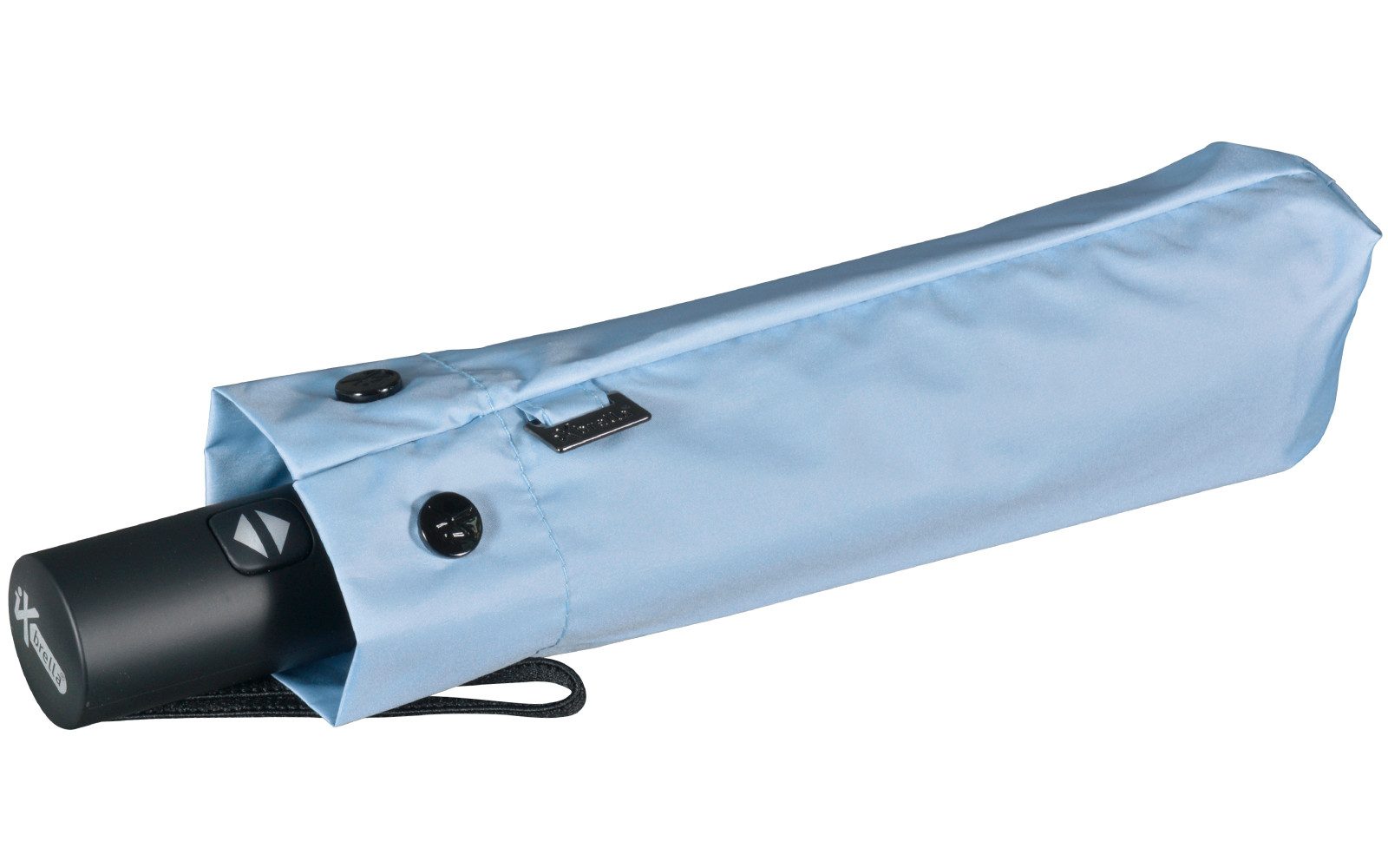 iX-brella Taschenregenschirm Sonnen-Regenschirm mit UPF 50+, UV-Hitze-Schutz, für Damen, mit Auf-Zu-Automatik, innen schwarz
