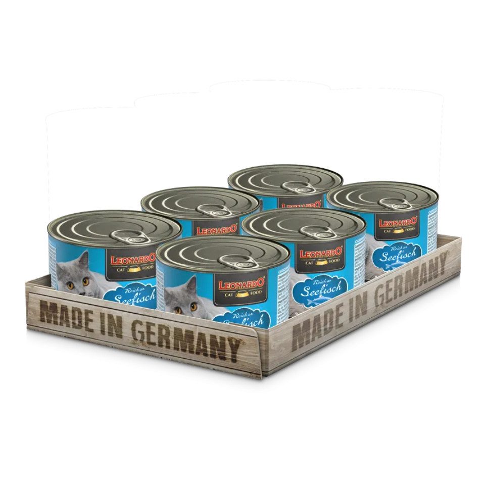 Leonardo Catfood Seefisch - hochwertiges Nassfutter ohne Getreide & Zuckerzusatz 6x200g, Nassfutter für: Katzen