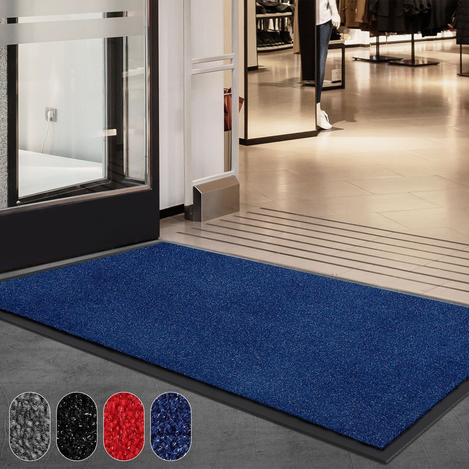Höhe: Farben 5.5 mm Sauberlaufmatte, Floordirekt, Schmutzfangmatte Größen, vielen & Fußmatte Blau in Rechteckig, Eingangsmatte Flash,