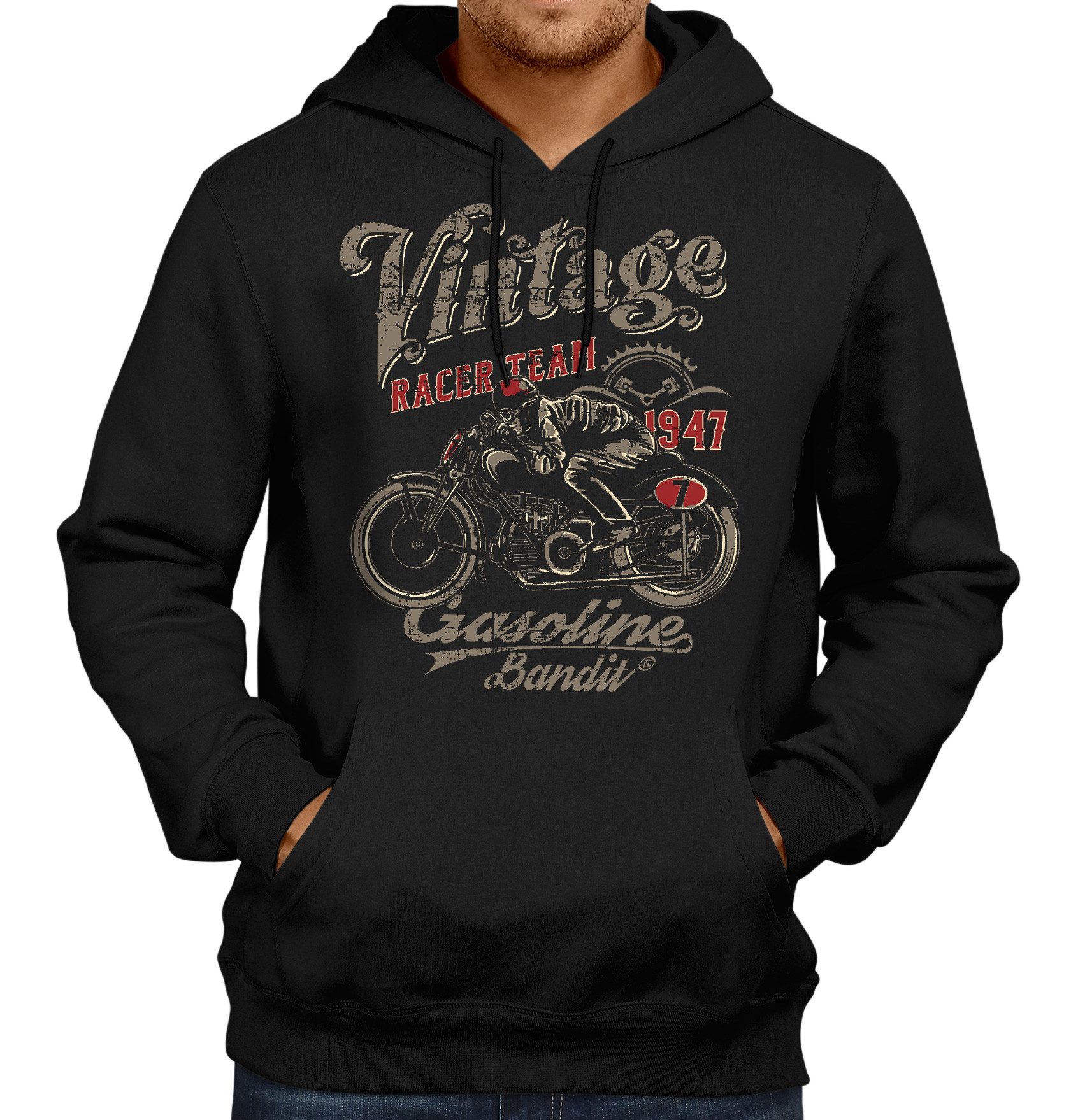 Kapuzensweatshirt Rockabilly Biker Racer Kapuzen-Pullover: Vintage Racer