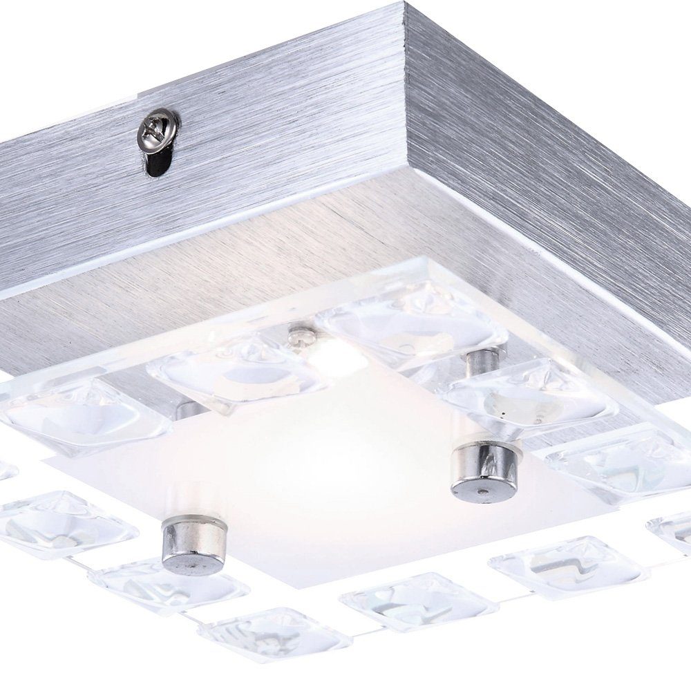 Globo LED Wandleuchte, LED-Leuchtmittel fest Aluminium LED Wandleuchte Wandlampe Glas L Optik Warmweiß, Kristall 12 verbaut