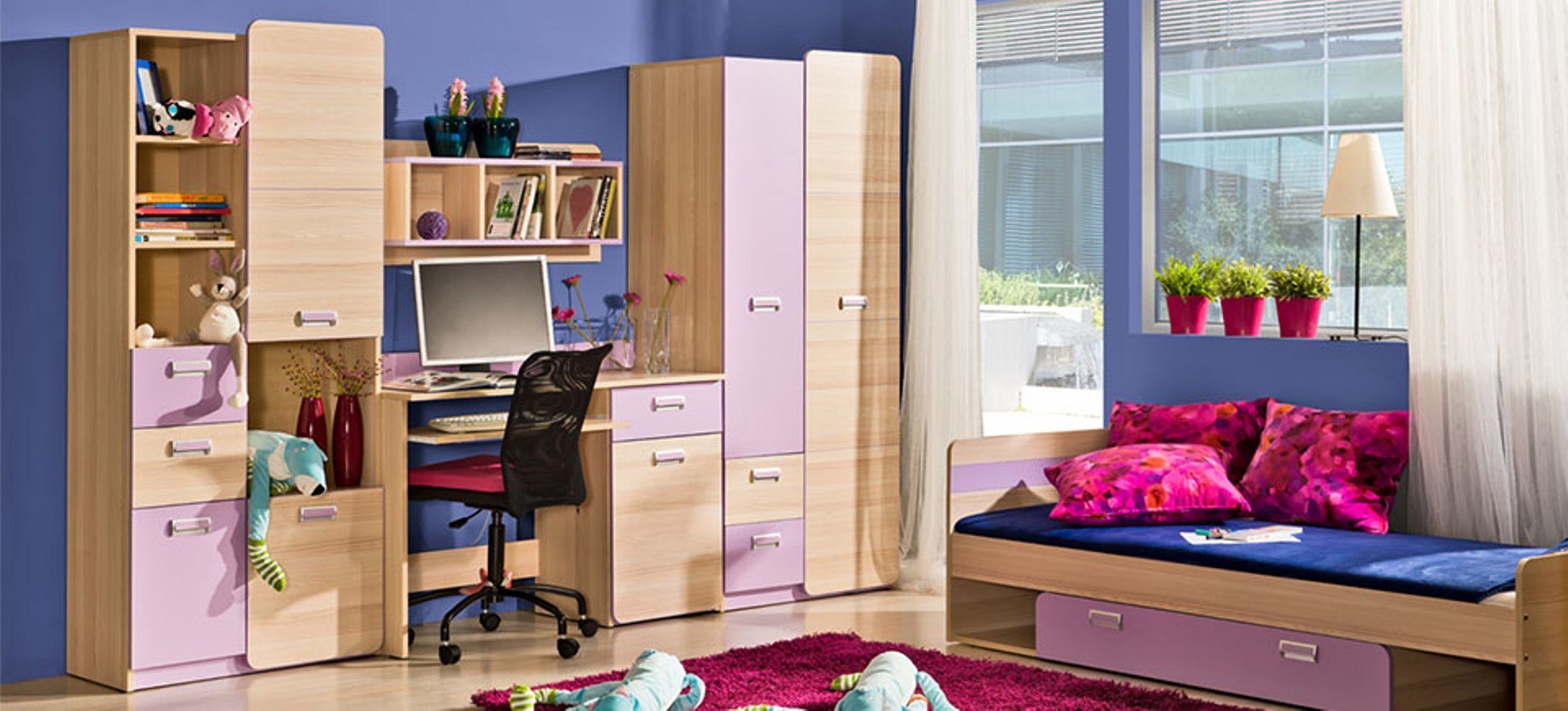 Anbauwand Kinderzimmer Kinderkleiderschrank Wohnwand Schreibtisch Wohnzimmer Schrankwand JVmoebel
