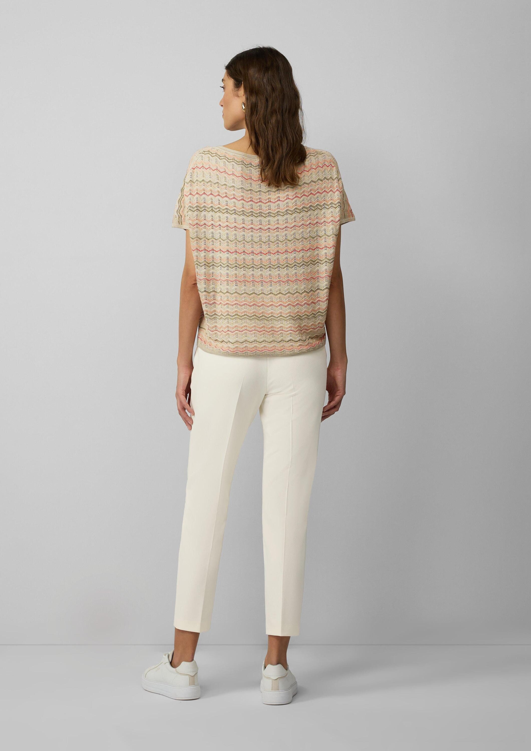 s.Oliver Kurzarmpullover Strickpullunder Stricktop mit Zick-Zack-Muster im Relaxed Fit