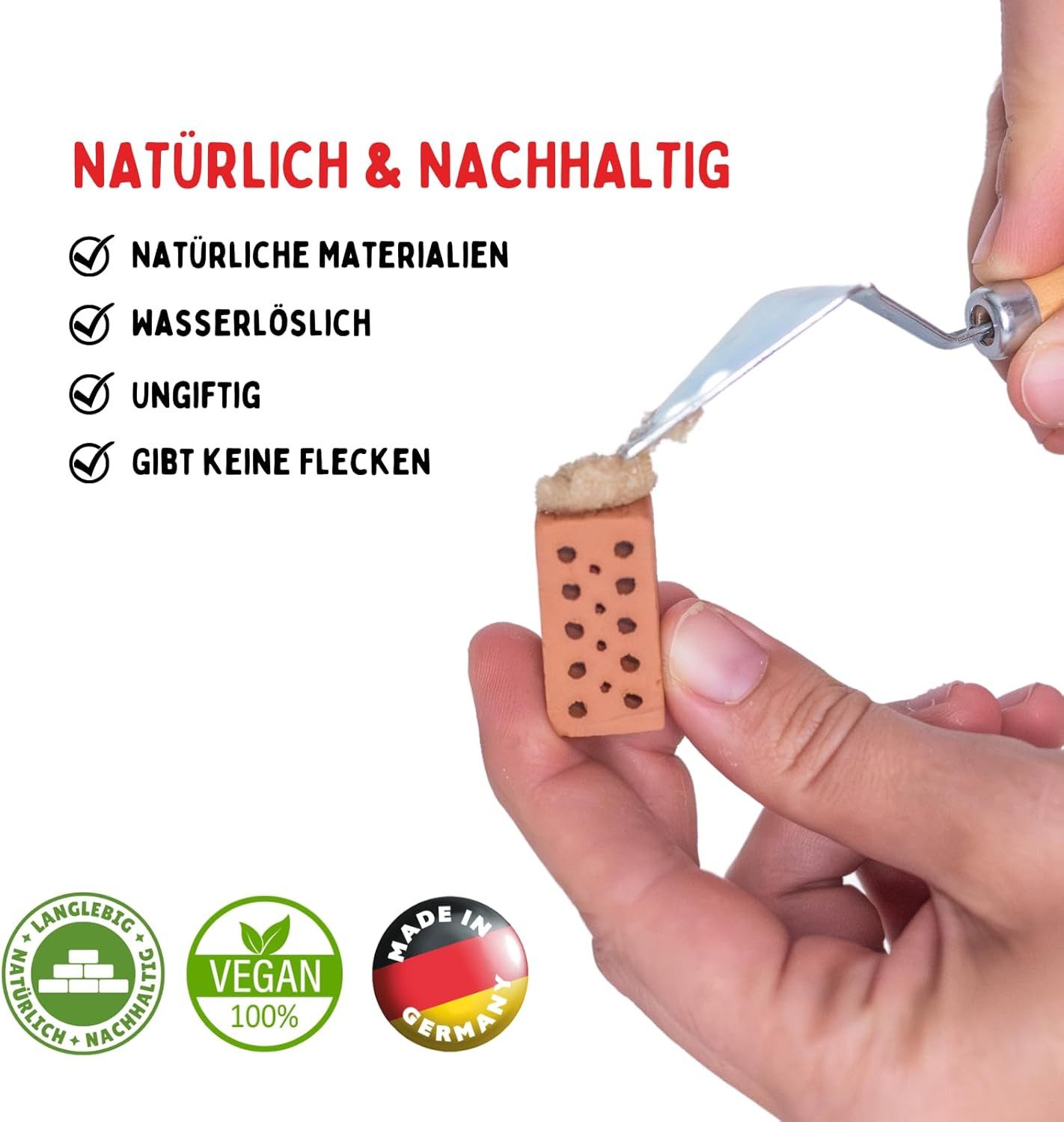 teifoc Wasserlöslicher Spielmörtel (1.000 Gramm) Steinbaukasten, (Fertigmörtel, Zement für Kinder, 1000 St., Bastelmaterialien), nachhaltig & vegan