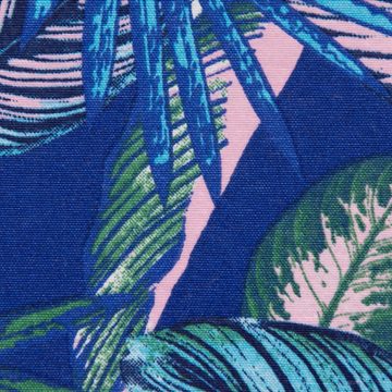 Stoff Dekostoff Canvas Baumwollstoff Dschungelpflanzen Blätter blau hellbla
