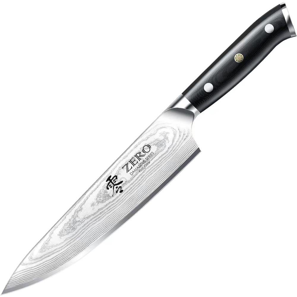 KozyGear Kochmesser 6KGZ-1003S Micarta, professionelles Küchenmesser, Edelstahl, spülmaschinenfest, silber