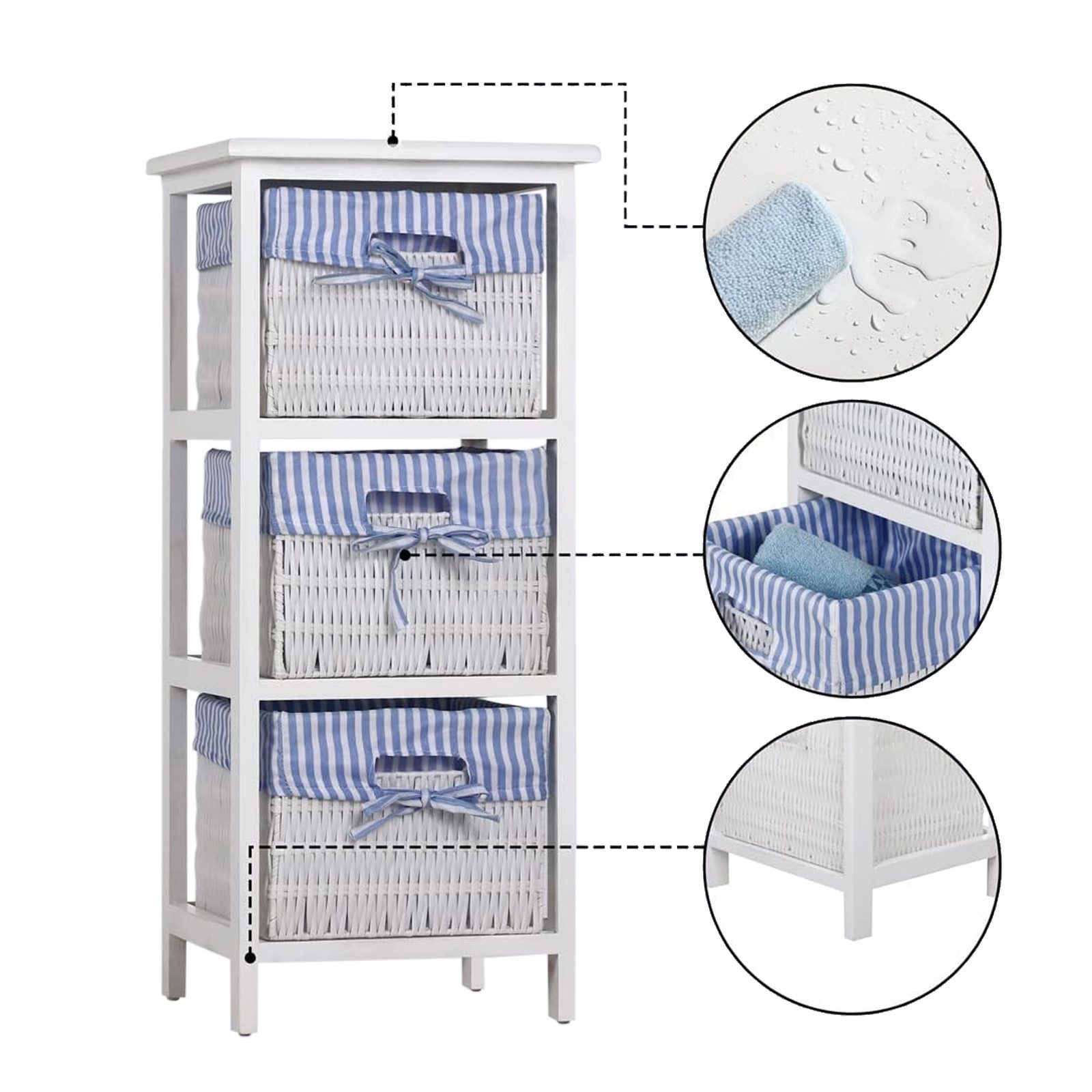 HTI-Living Badregal Praktisches Regal aus Paulowniaholz mit 3 Körben, Stück günstig online kaufen