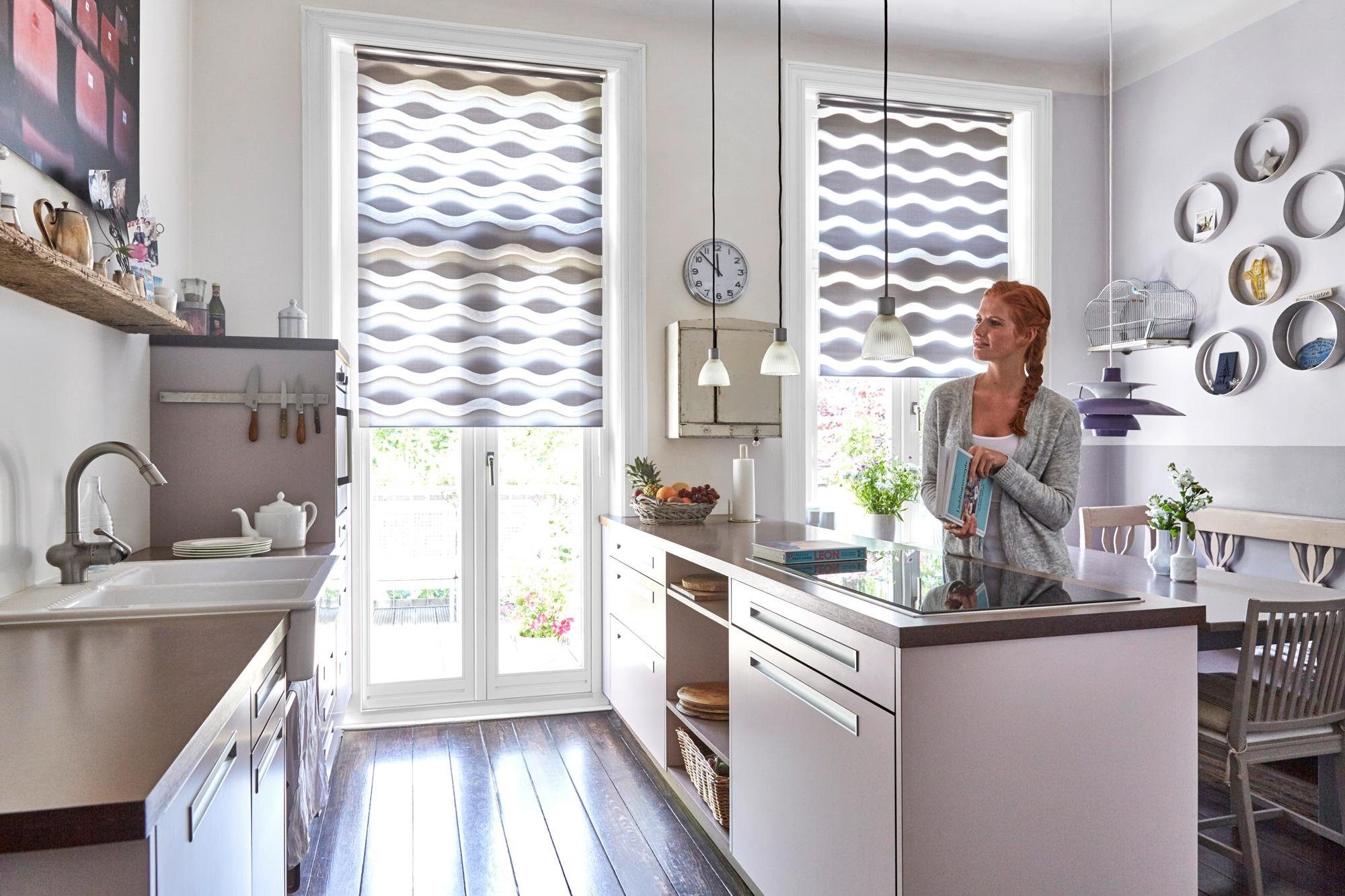 Doppelrollo Welle Klemmfix, ohne Bohren, LICHTBLICK ORIGINAL, halbtransparent, mit Bohren/ohne Bohren, freihängend, Klemm- oder Schraubmontage, Lichtdurchlässig und blickdicht, Klemmbar, unkomplizierte Montage