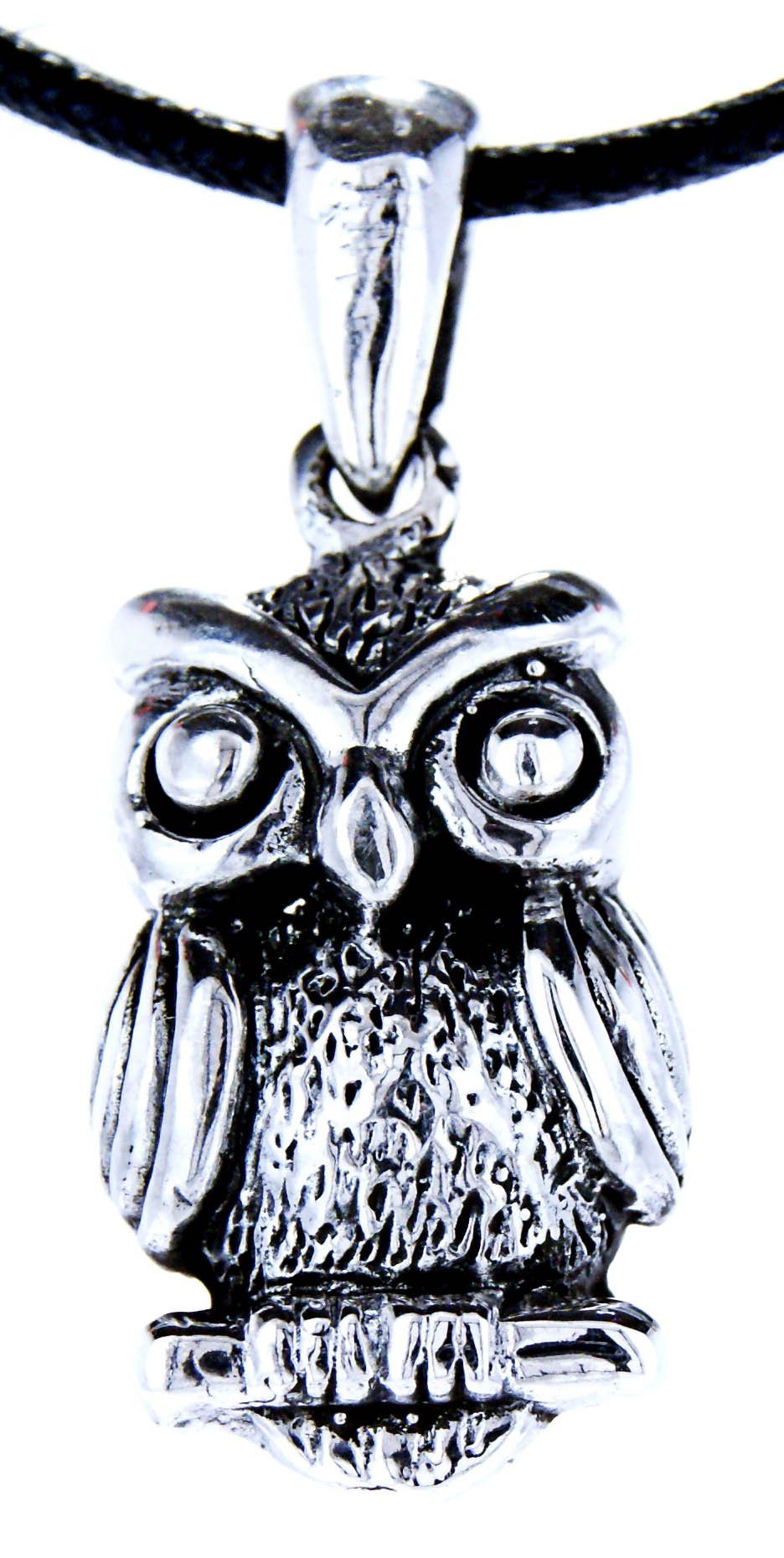 Anhänger Eule Eulen Uhu Owl Sterling Silber Flügel Kiss of Kettenanhänger 925 Leather