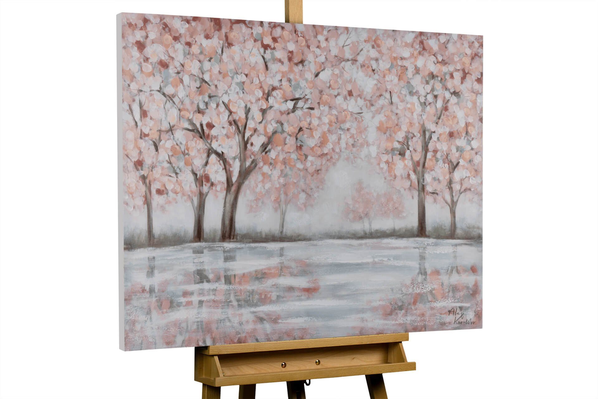 KUNSTLOFT Gemälde Spring Garden 100x75 cm, Leinwandbild 100% HANDGEMALT Wandbild Wohnzimmer