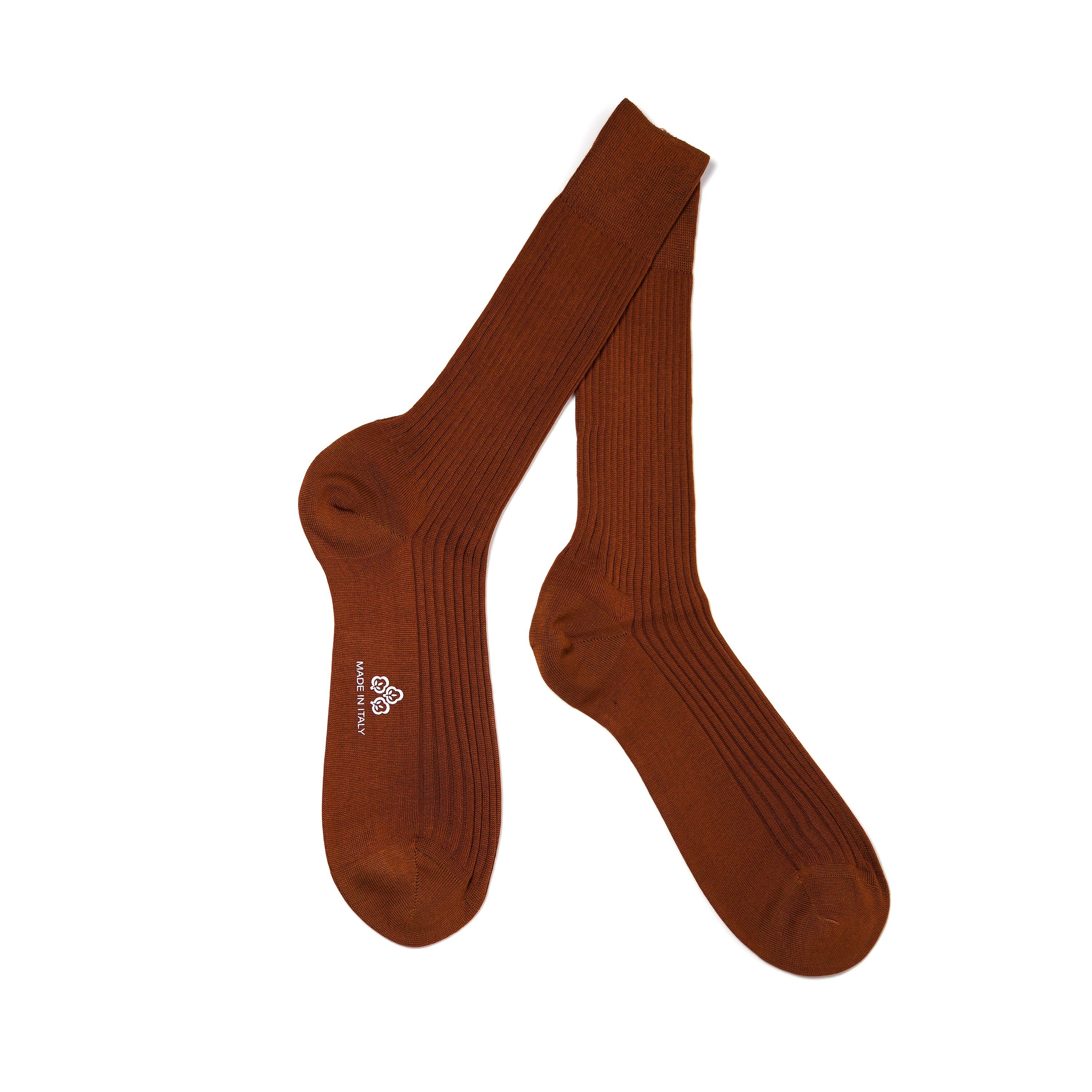 Di Carlo Socken (1 Paar) Gentleman-Socken, Business-Socken, aus Baumwolle, Made in Italy Braun