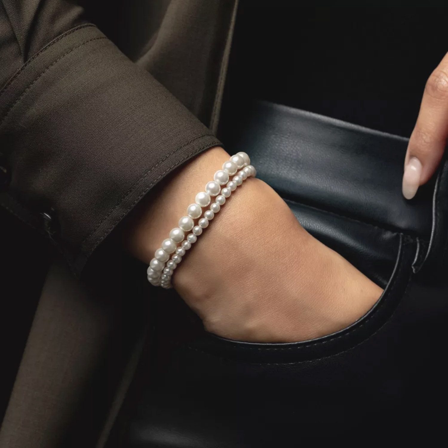 Rebel & Rose Perlenarmband RR40150-S-S, für Damen Pearl Gem Weiß/Silber 4 mm