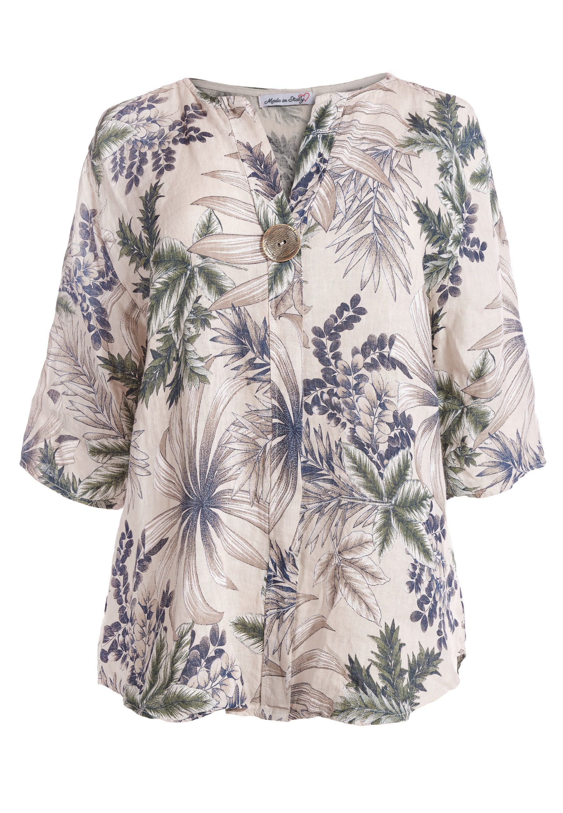 PEKIVESSA Tunika Bluse Leinen mit 3/4-Arm günstig online kaufen