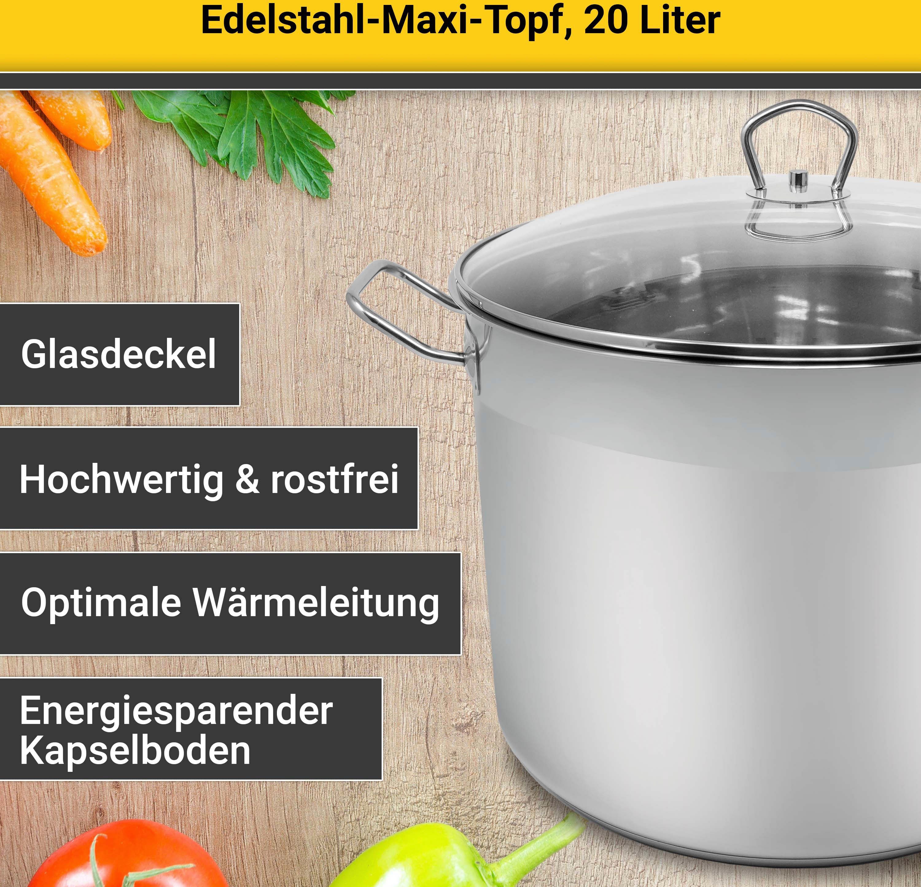 Krüger Kochtopf, Edelstahl (1-tlg), für Induktions-Kochfelder geeignet