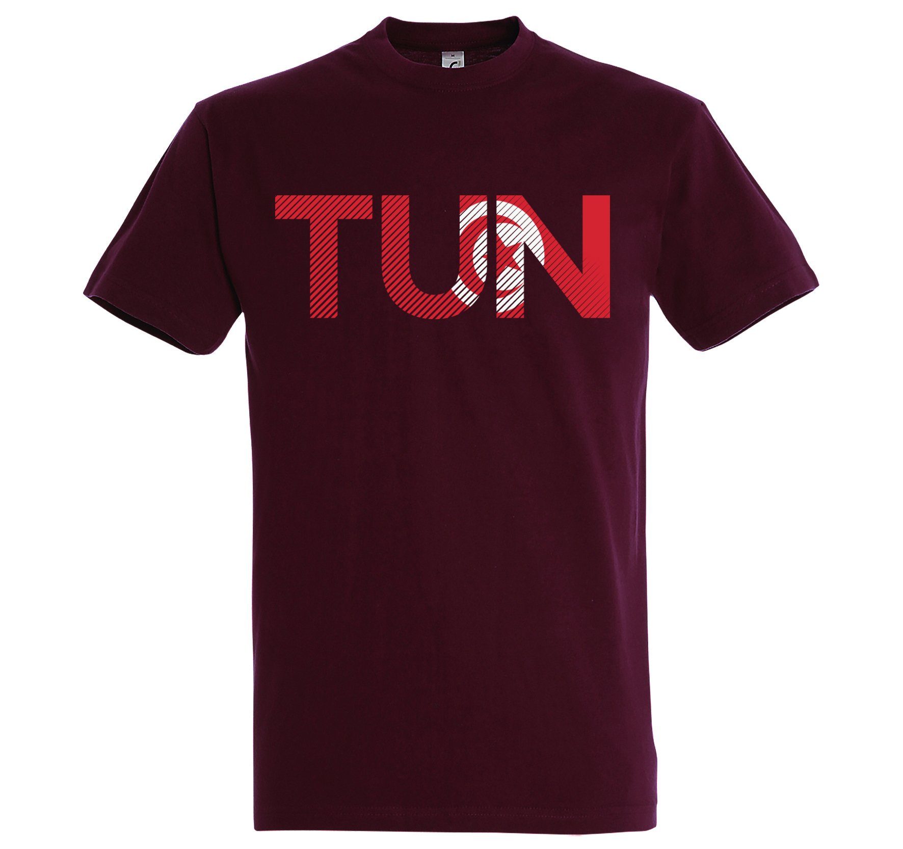 Youth Designz T-Shirt Tunesien Herren T-Shirt im Fußball Look mit TUN Frontprint Burgund