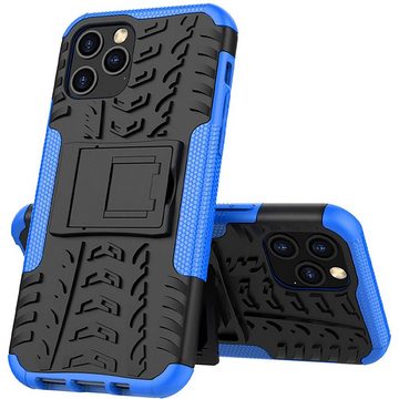 CoolGadget Handyhülle Blau als 2in1 Schutz Cover Set für das Apple iPhone 12 / 12 Pro 6,1 Zoll, 2x Glas Display Schutz Folie + 1x Case Hülle für iPhone 12 12 Pro