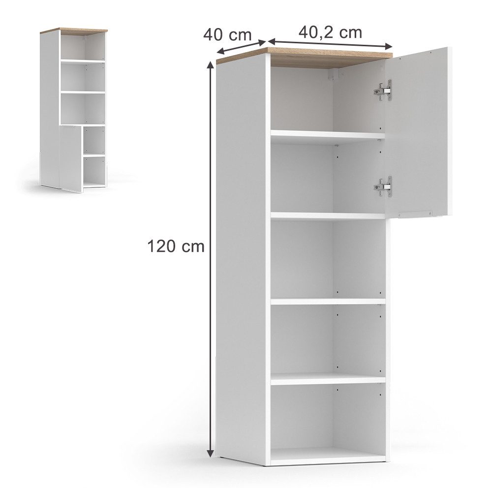 Vicco Aktenschrank Wido, Weiß/Sonoma, 40.2 x 120 cm mit einer Tür (1-St) – Bild 3 von 5