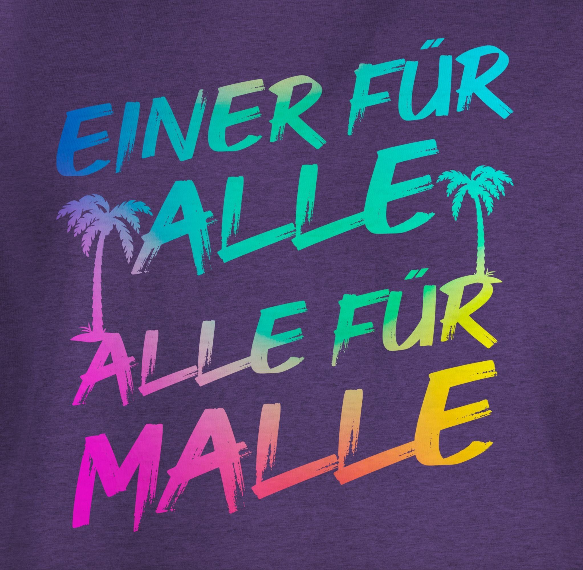 Shirtracer Lila alle Malle Mädchen T-Shirt Alle 1 für Alle Einer Malle Meliert für für - Sommerurlaub