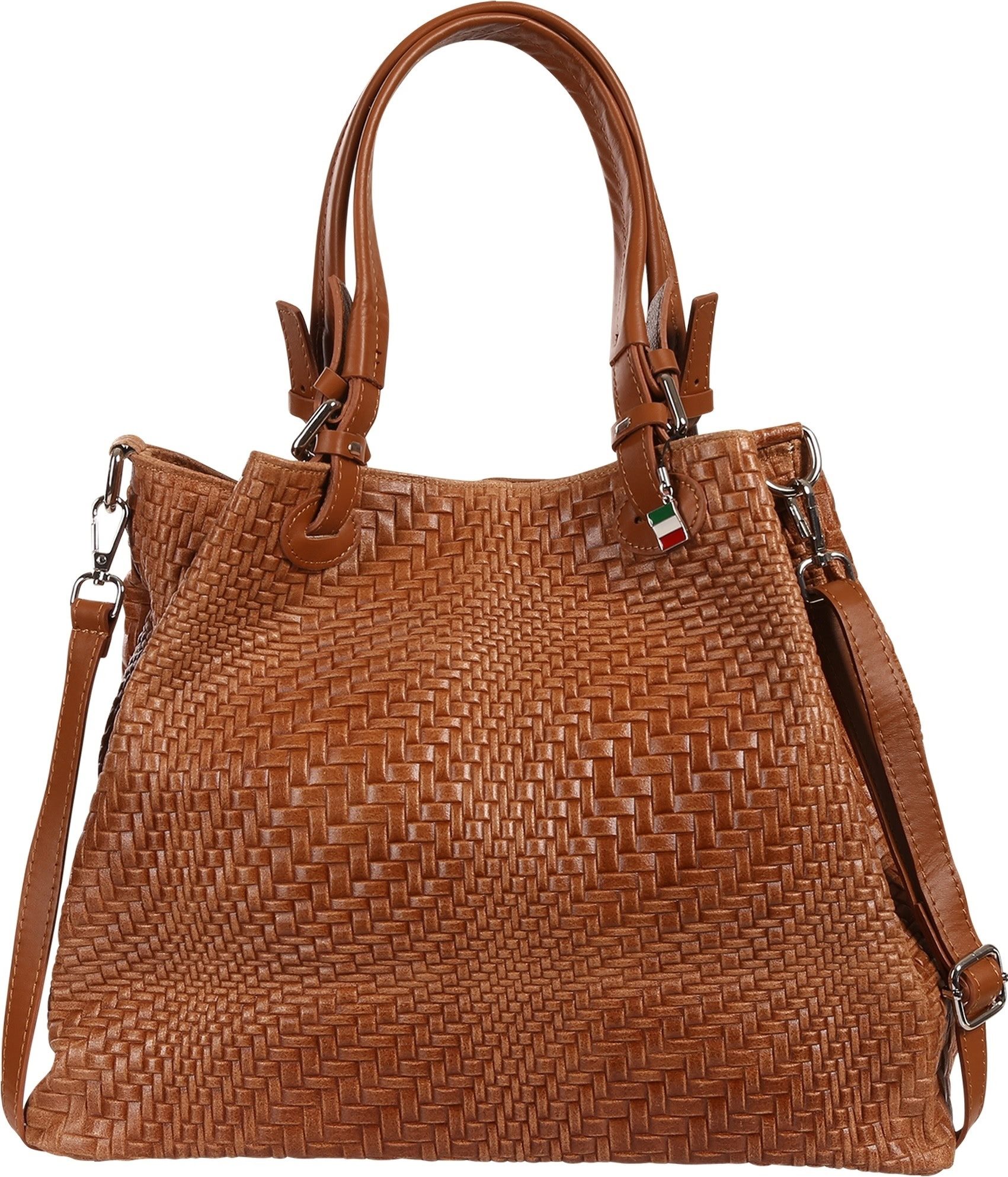 FLORENCE Handtasche Florence Damen Handtasche Echtleder braun (Handtasche), Damen Handtasche, Umhängetasche Leder, braun, tan ca. 31cm