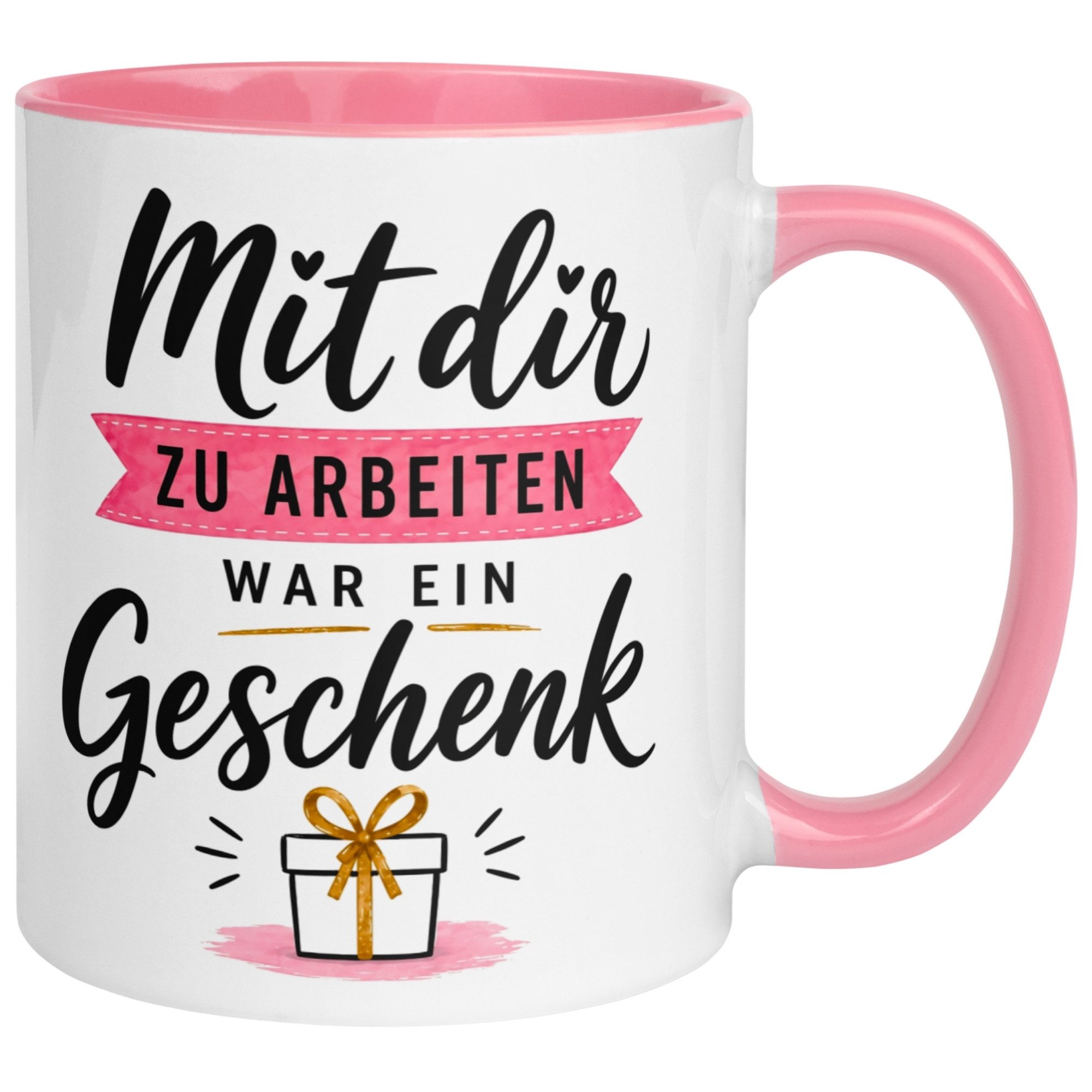 Momentals Tasse Abschiedsgeschenk Kollegin – „Mit dir zu arbeiten war ein Geschenk“, Gratis Versand · Links-&Rechtshänder · Spülmaschinenfest