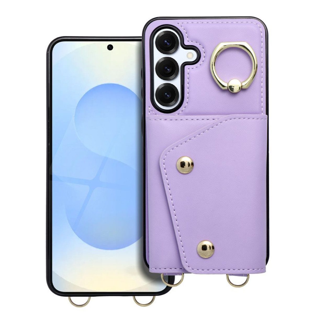 COFI 1453 Bumper Handyhülle mit Schultergurt Wallet-Hülle Kartenfach und Ringhalter
