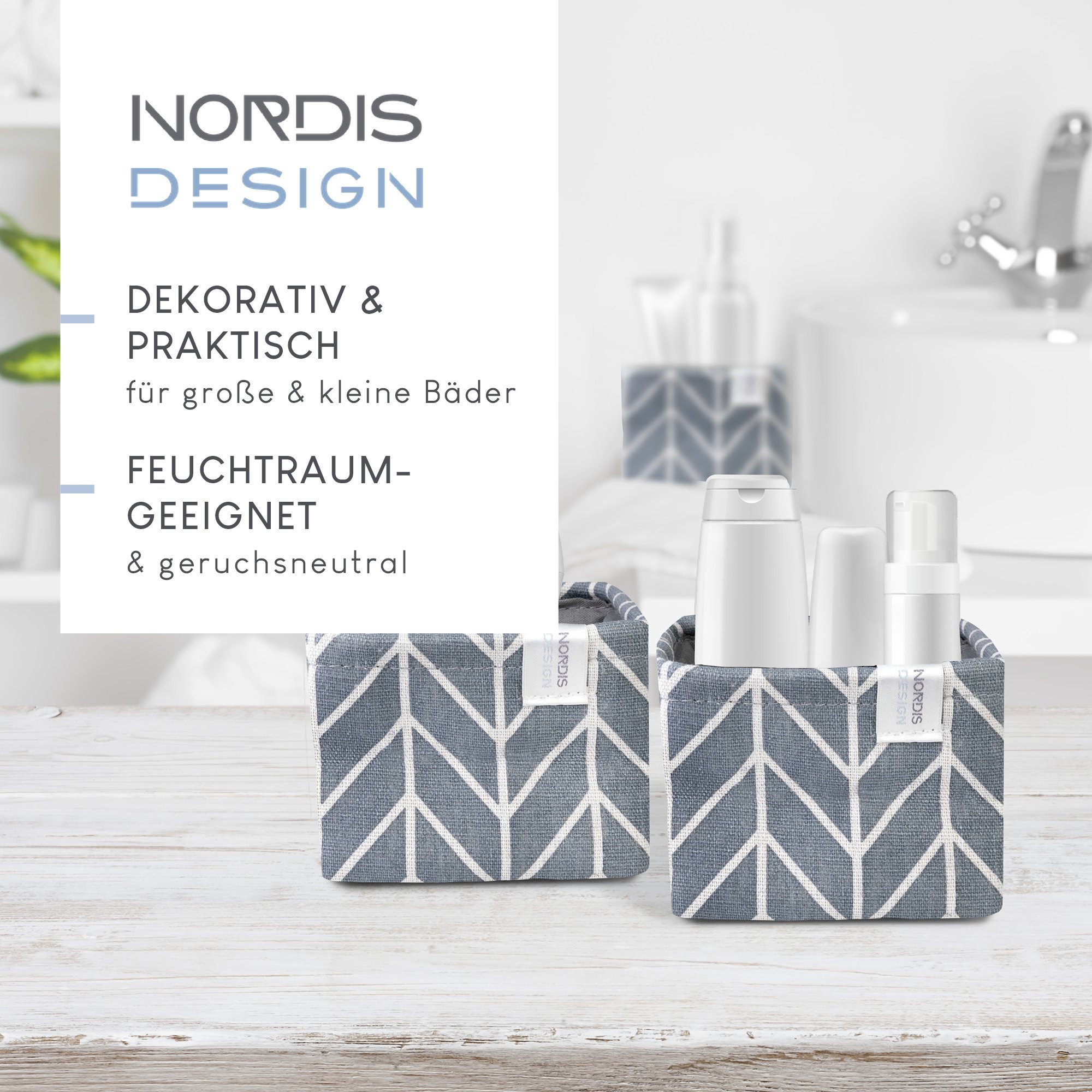 NORDIS DESIGN Aufbewahrungsbox "Nordea" - Mini-Aufbewahrungskörbchen aus Stoff, (3er-Set), faltbar
