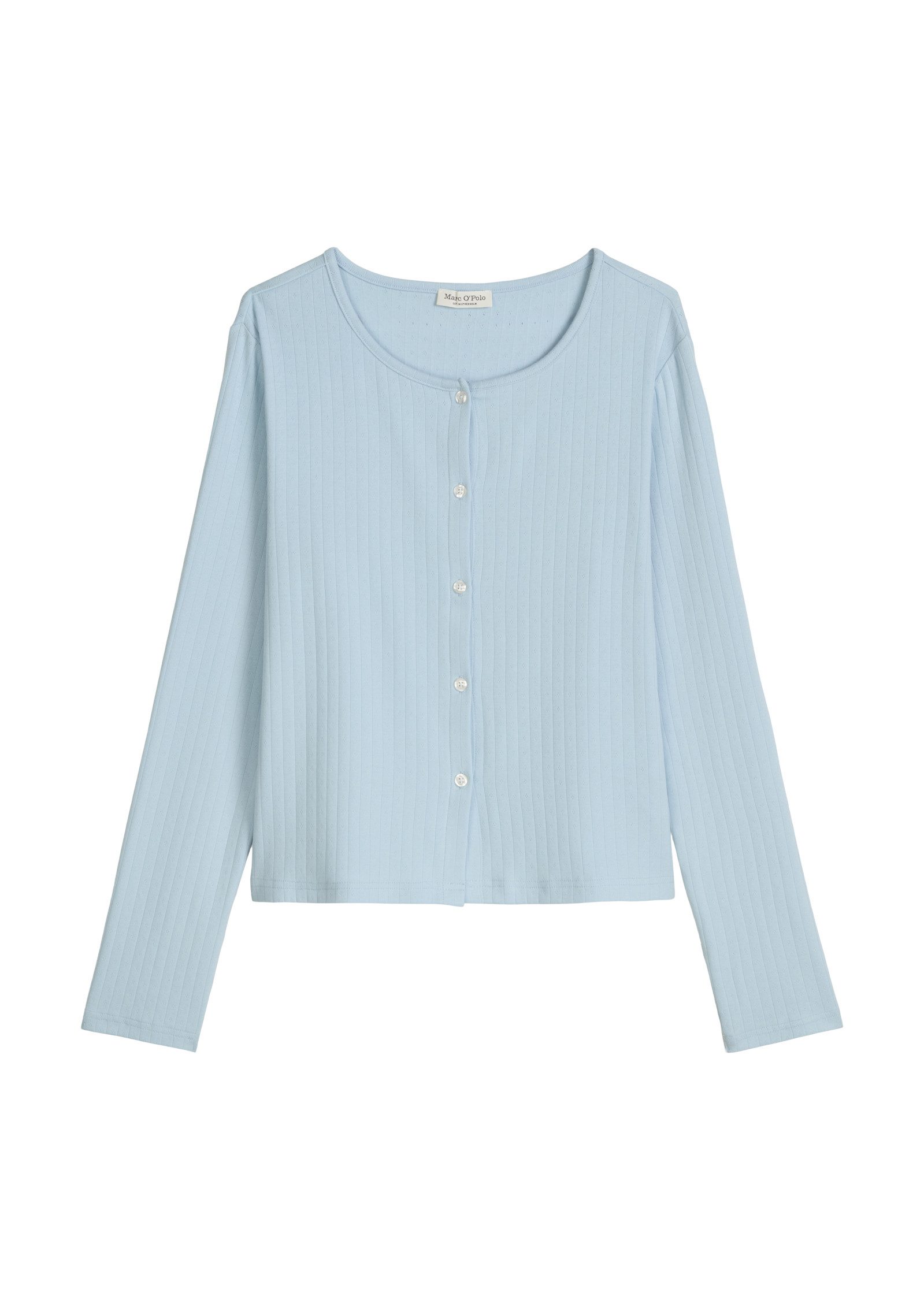 Marc O'Polo Cardigan Mix N Match Airy Cotton Rib mit langen Ärmeln und Knöpfen, Baumwollmix