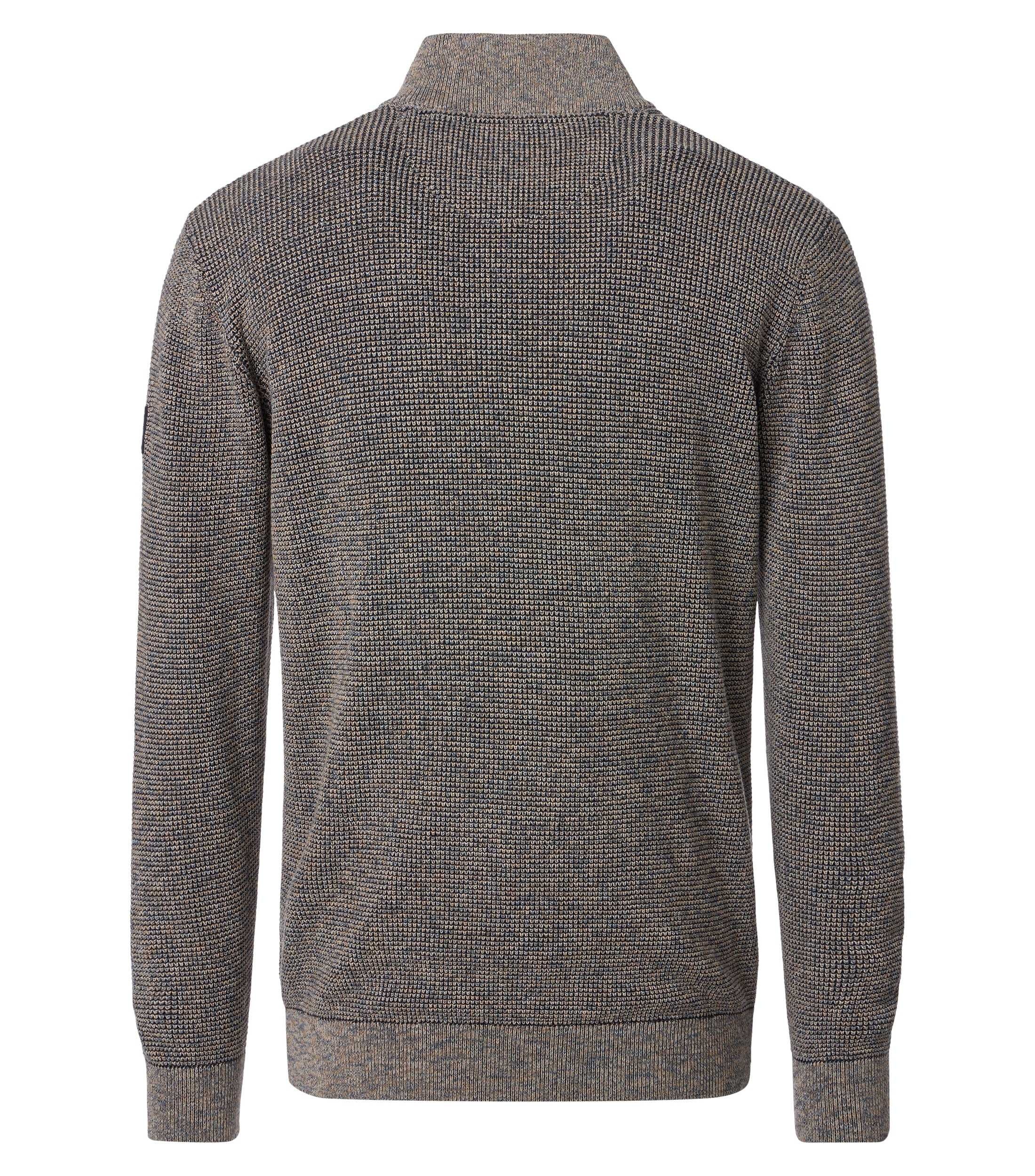 CASAMODA Troyer CASAMODA Herren Strick-Troyer Zipper Regular Baumwolle Braun