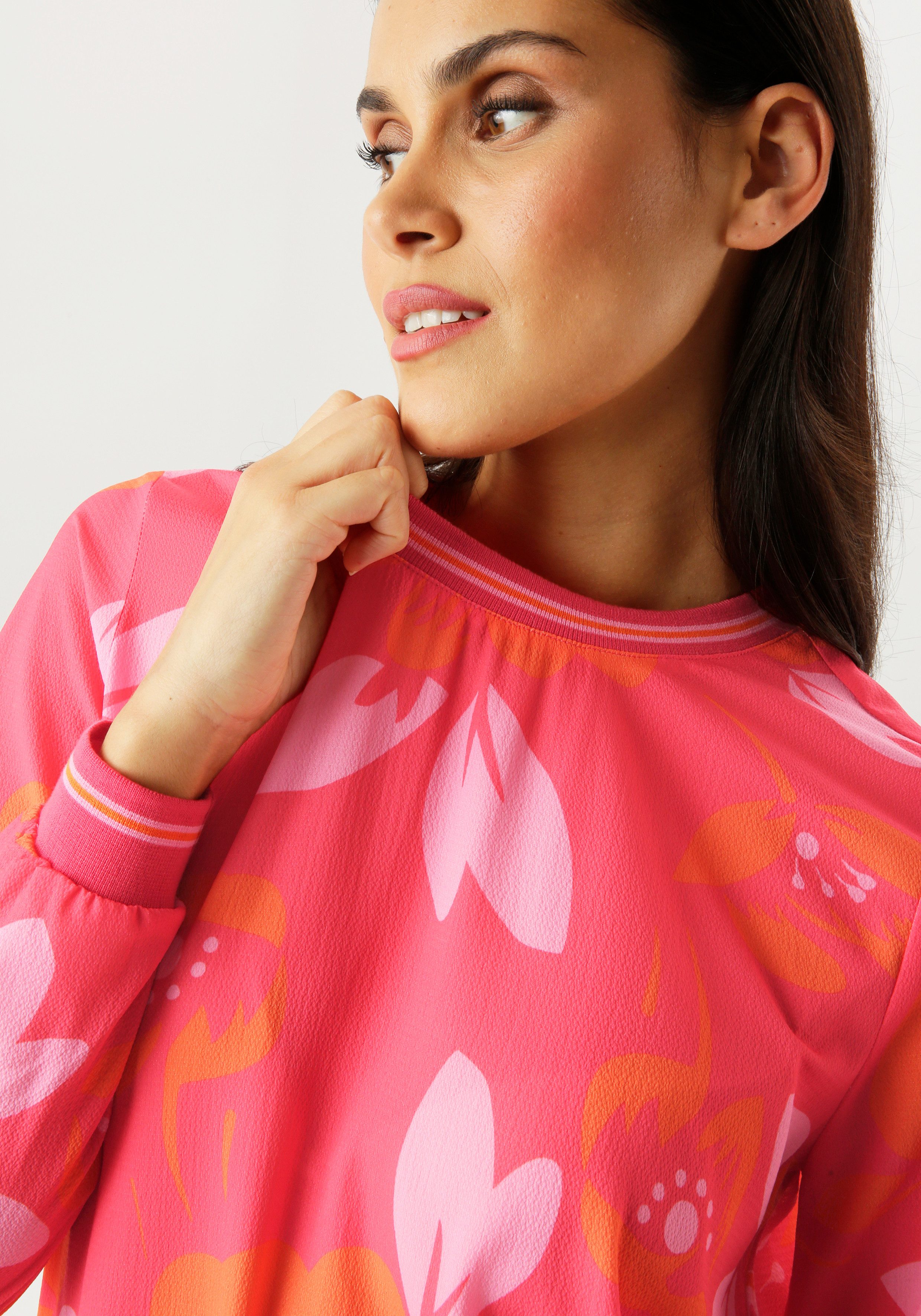 Aniston SELECTED Shirtbluse mit gestreiften Bündchen und floralem Druck - NEUE KOLLEKTION