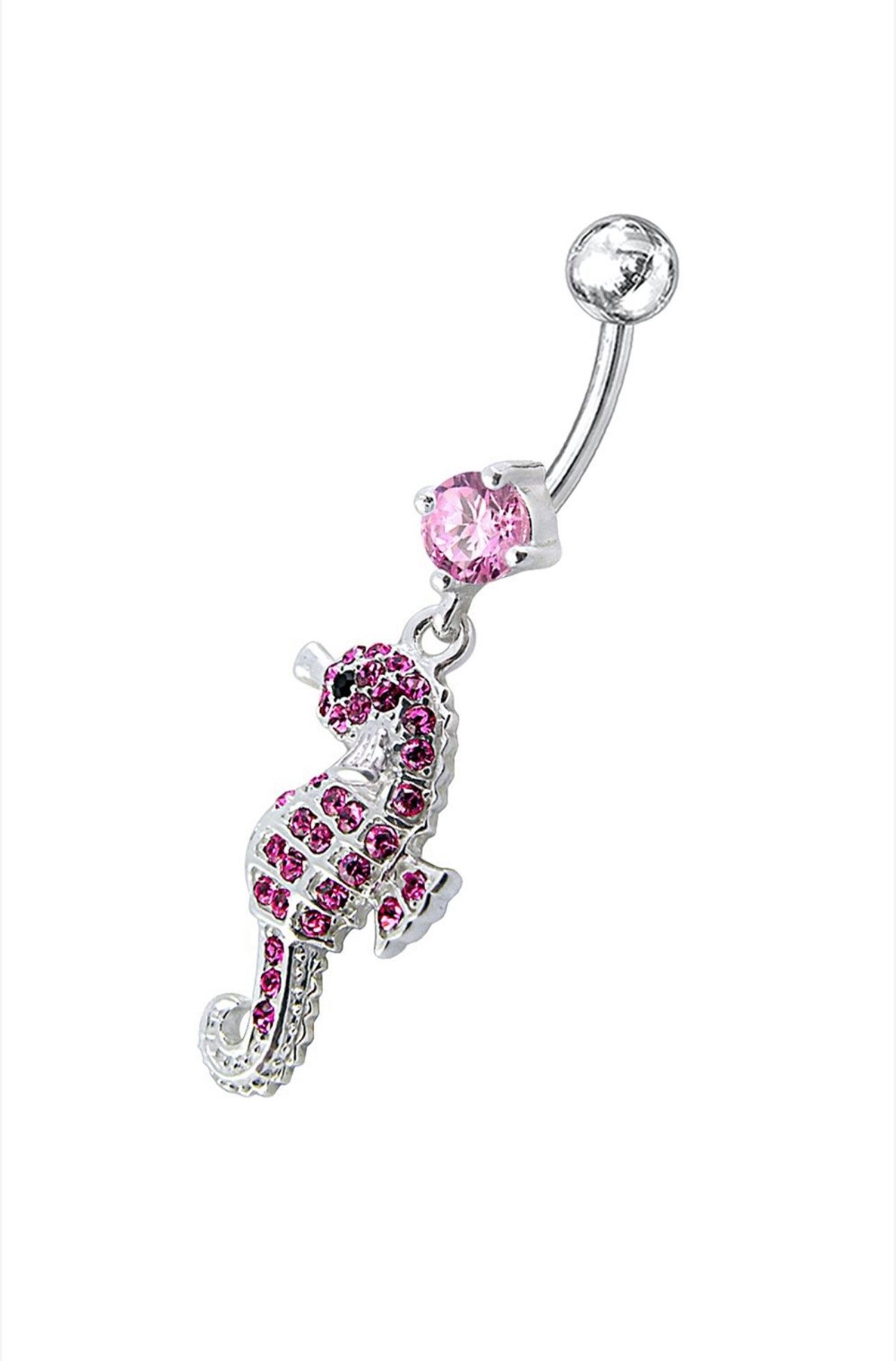 Karisma Schmuck Bauchnabelpiercing Silber 925 Anhänger Nabel Stecker /Seeferdchen/Zirkonia