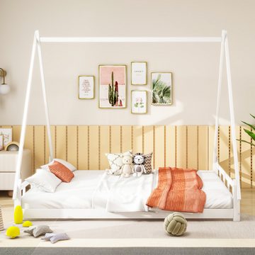 Flieks Kinderbett, Massivholzbett Jugendbett 140x200cm mit Zelt Design