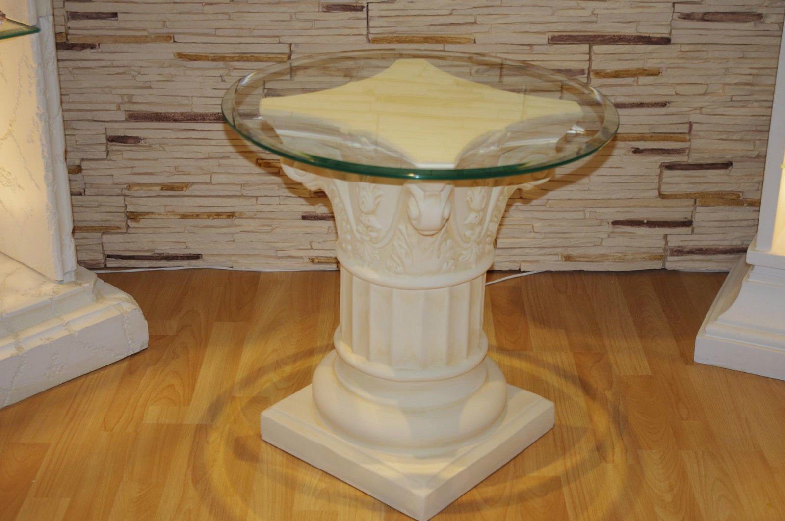 Antikes Wohndesign Couchtisch Runder Couchtisch Telefontisch Blumensäule Standsäule Glastisch Säulen