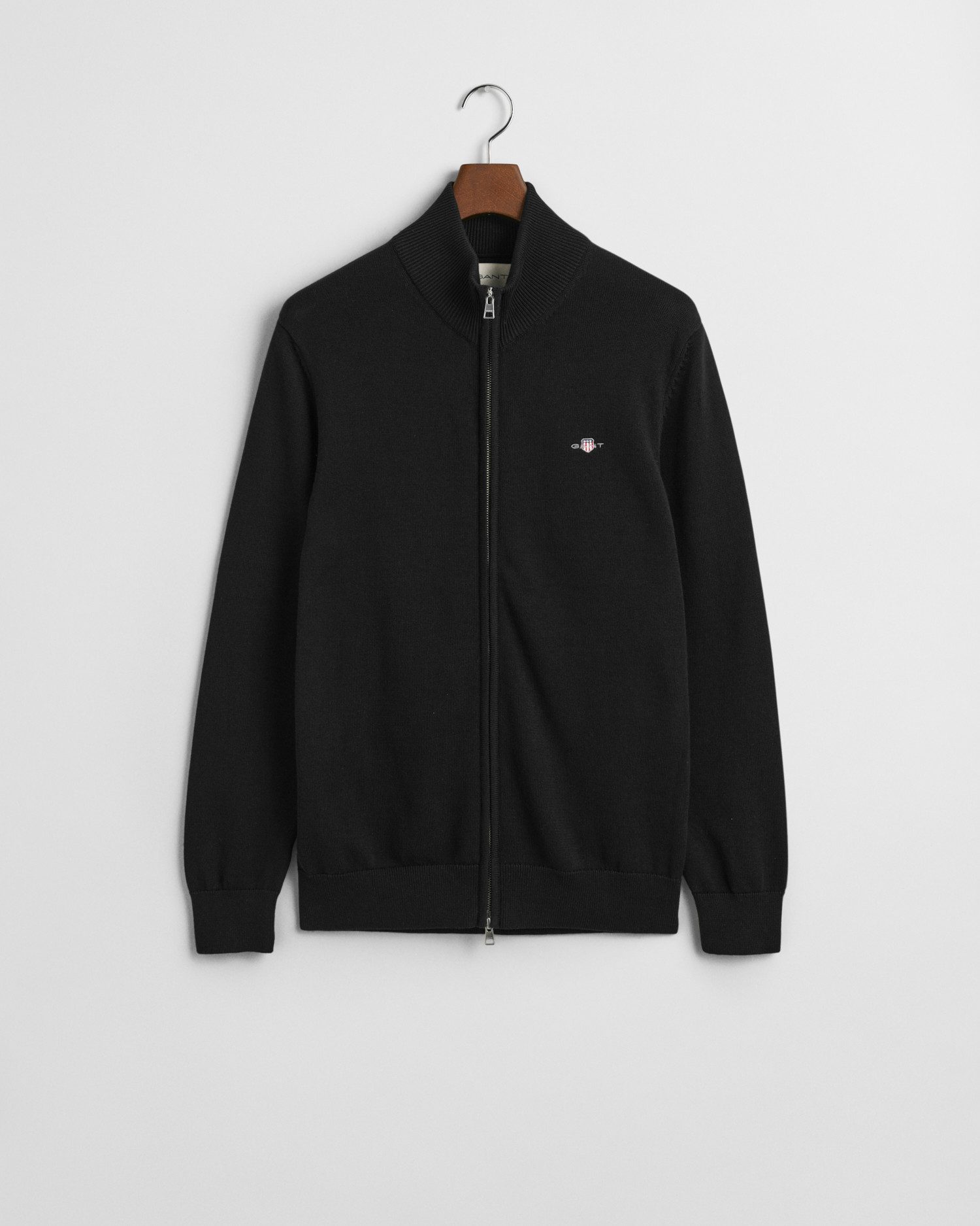 Gant Cardigan CASUAL COTTON ZIP CARDIGAN Mit Rippbündchen an Stehkragen, Ärmeln und Saum