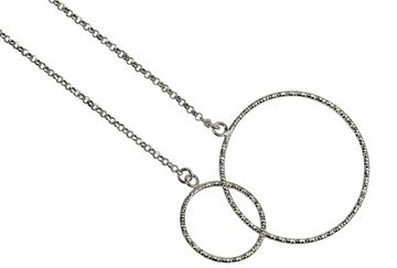 SILBERMOOS Silberkette Diamantierte feine Ankerkette "Doppelter Kreis", 925 Sterling Silber