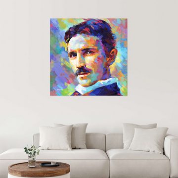 Posterlounge Wandfolie Leon Devenice, Nikola Tesla Modernes Porträt, Malerei