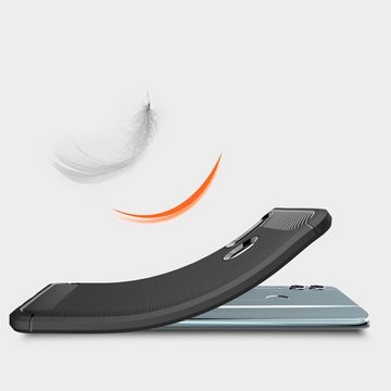 CoverKingz Handyhülle Huawei P Smart (2019)/Honor 10 Lite Handy Hülle Cover Carbonfarben, Carbon Look Brushed Design